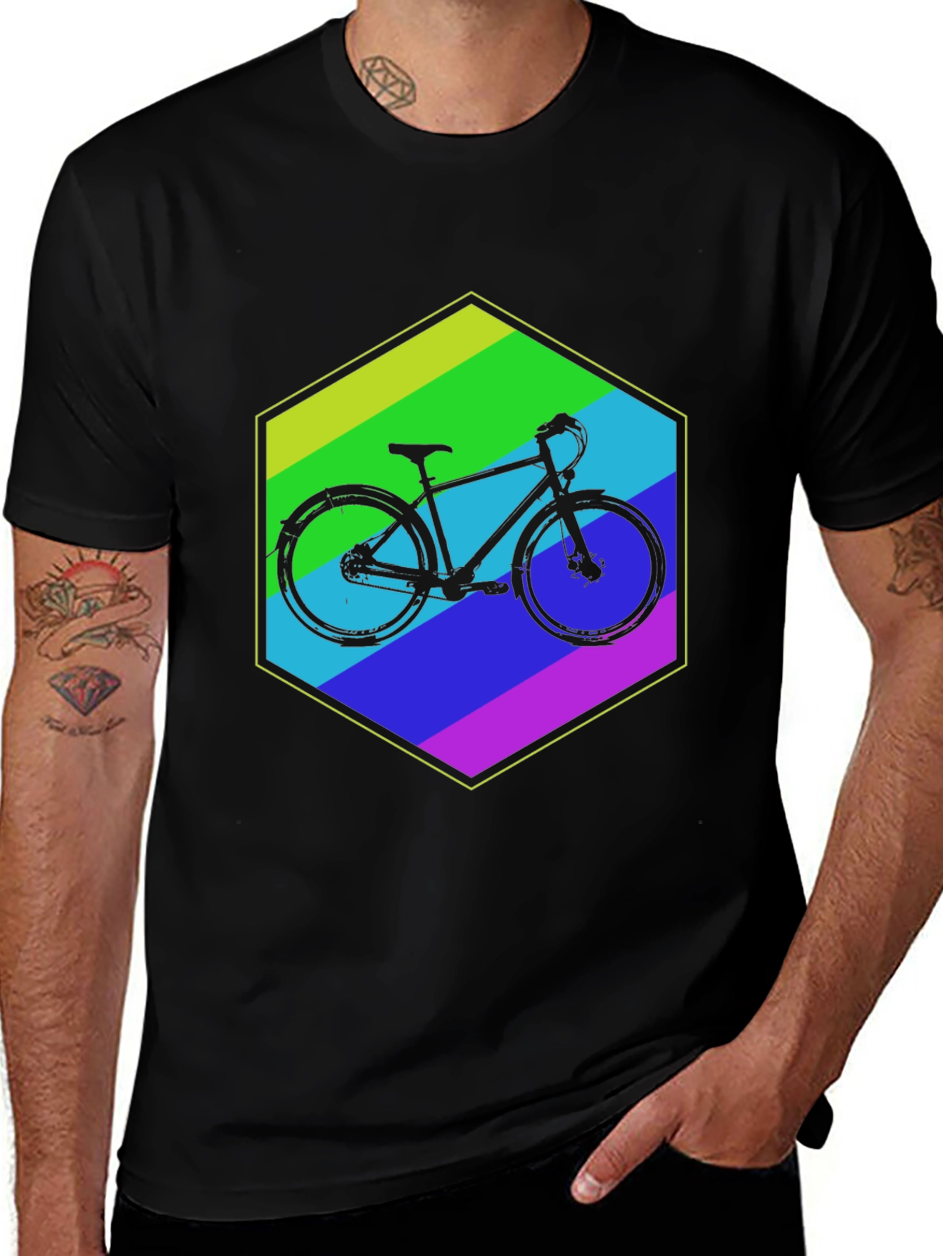 Variant 10 of Bike Graphic Tee - Men's Black T-Shirt
