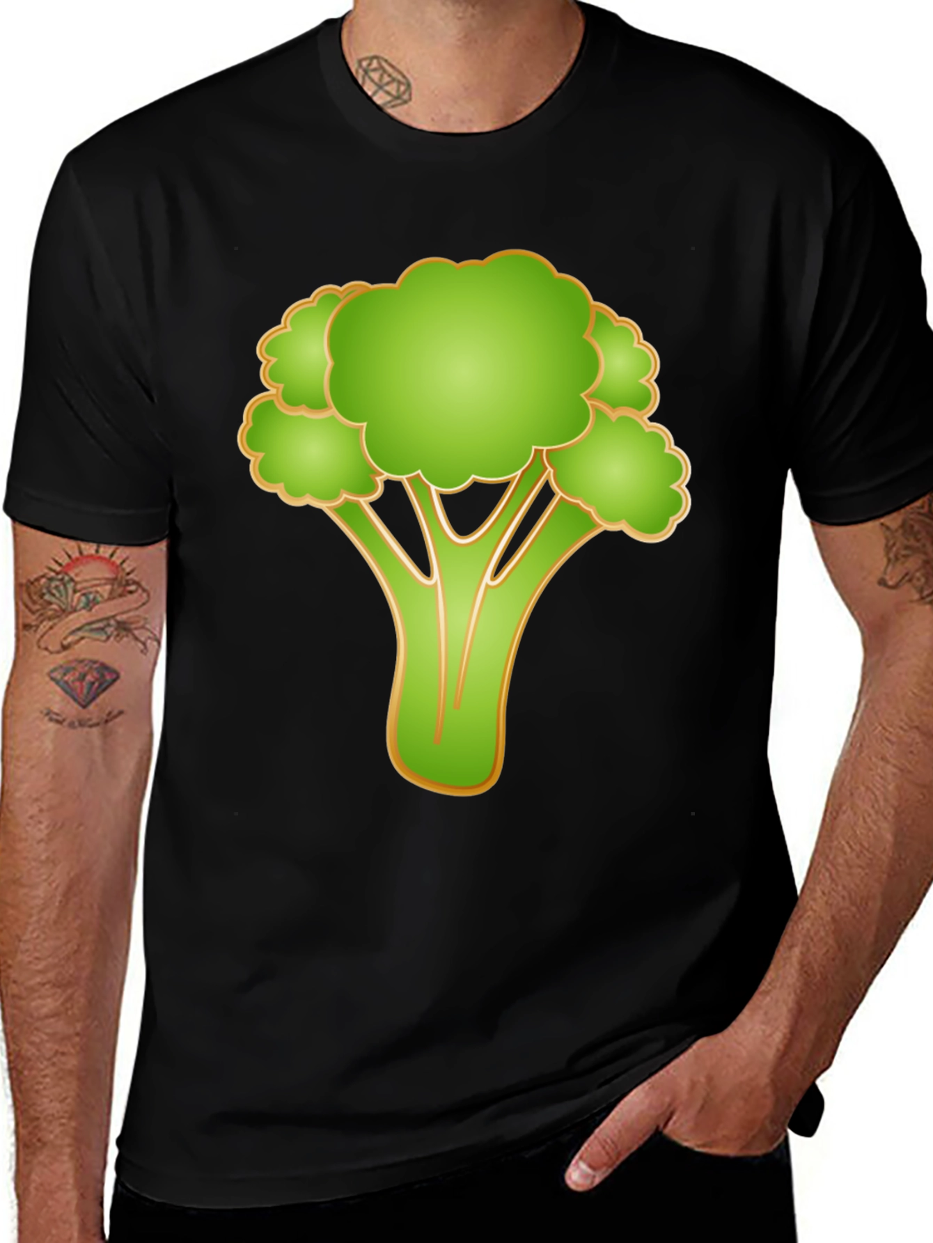 Variant 20 of Broccoli Graphic T-Shirt - Black Cotton Tee