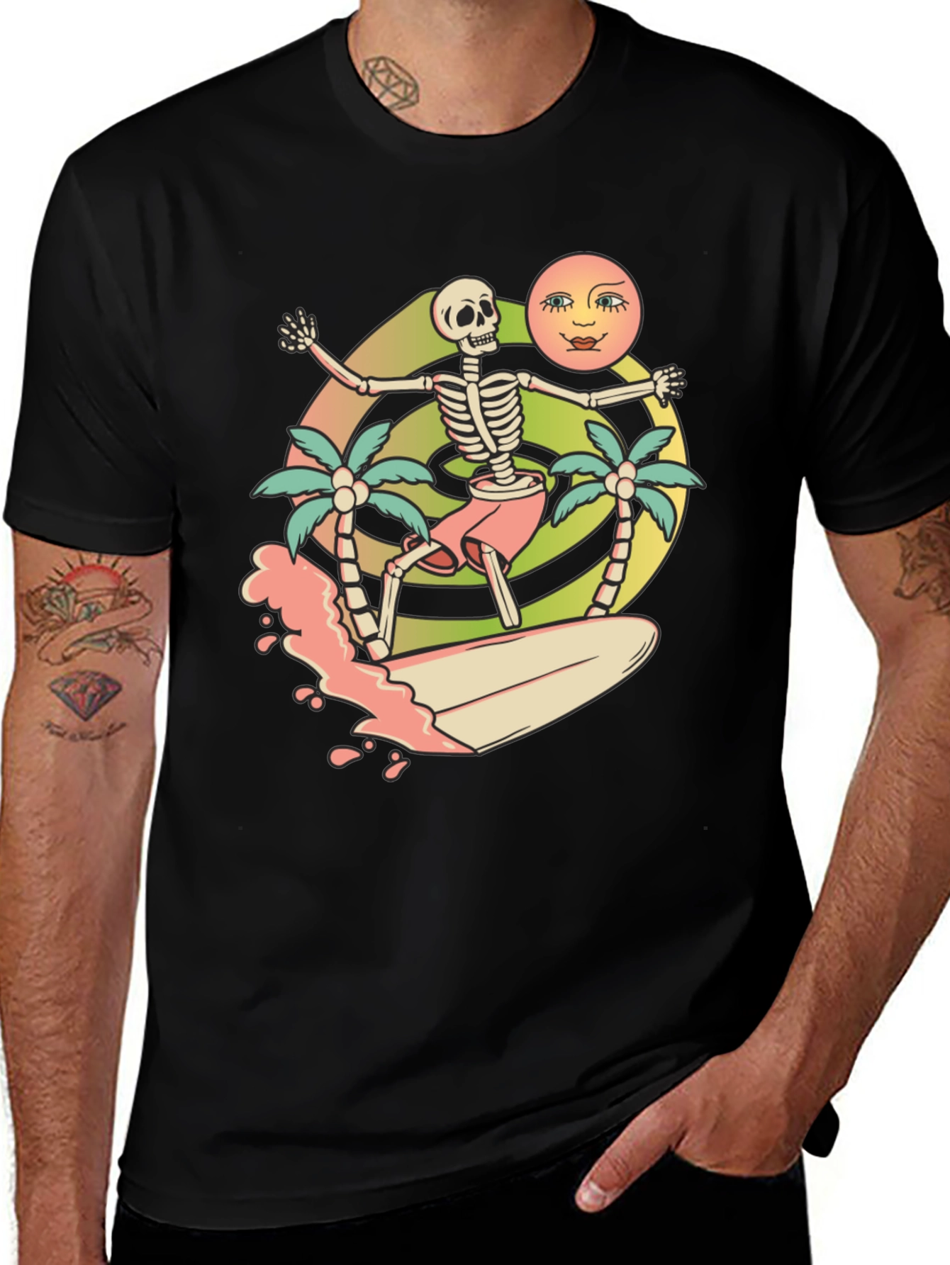 Variant 15 of Skeleton Surfer Graphic Tee - Beach Vibes