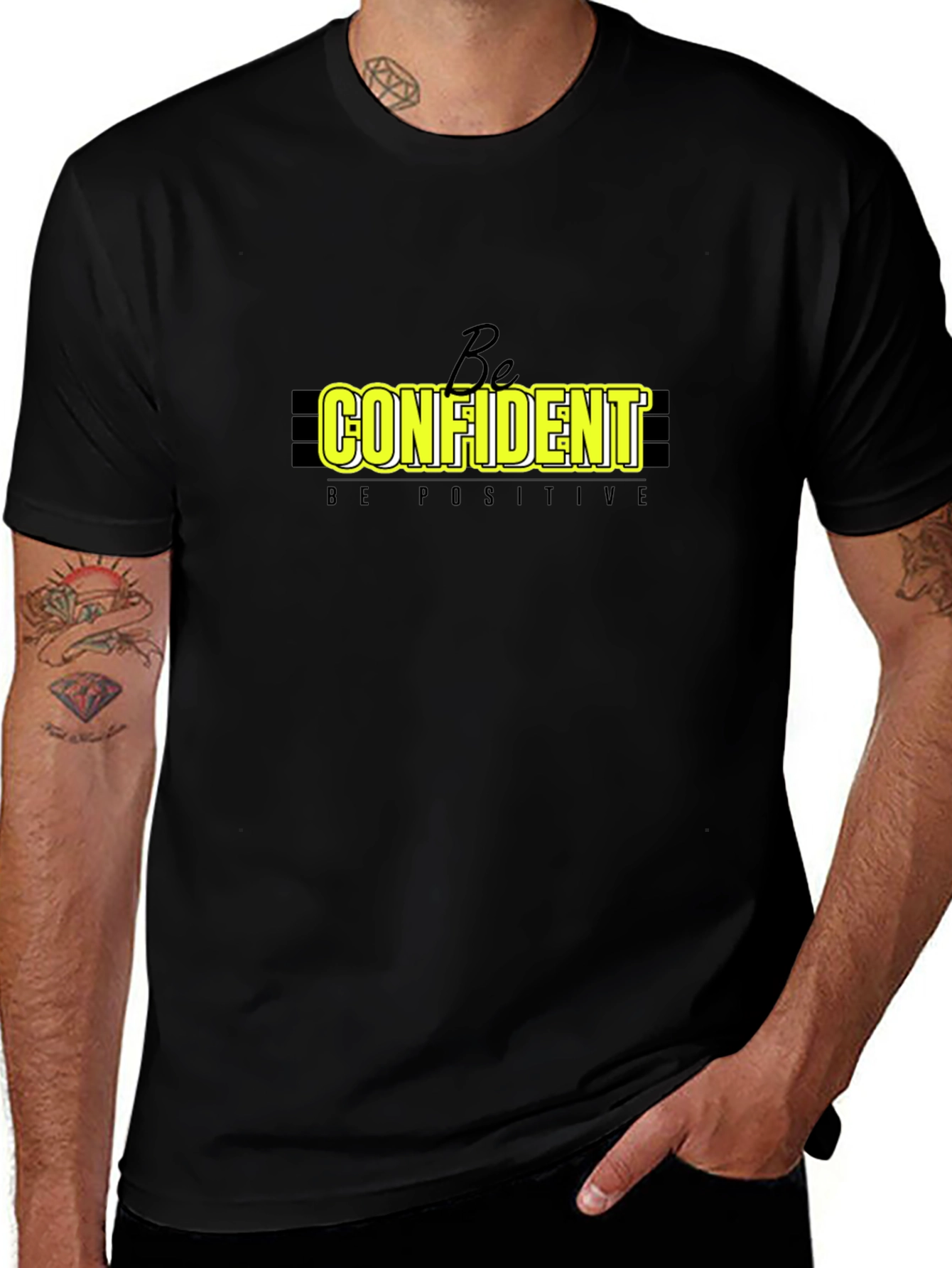 Variant 4 of Be Confident Graphic Tee - Black Casual T-Shirt