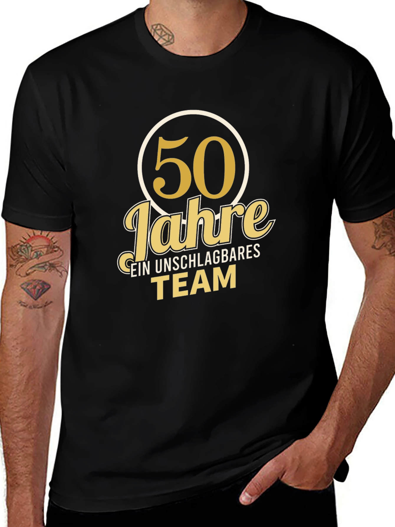 Variant 25 of 50 Jahre T-Shirt - Unschlagbares Team - Black Tee