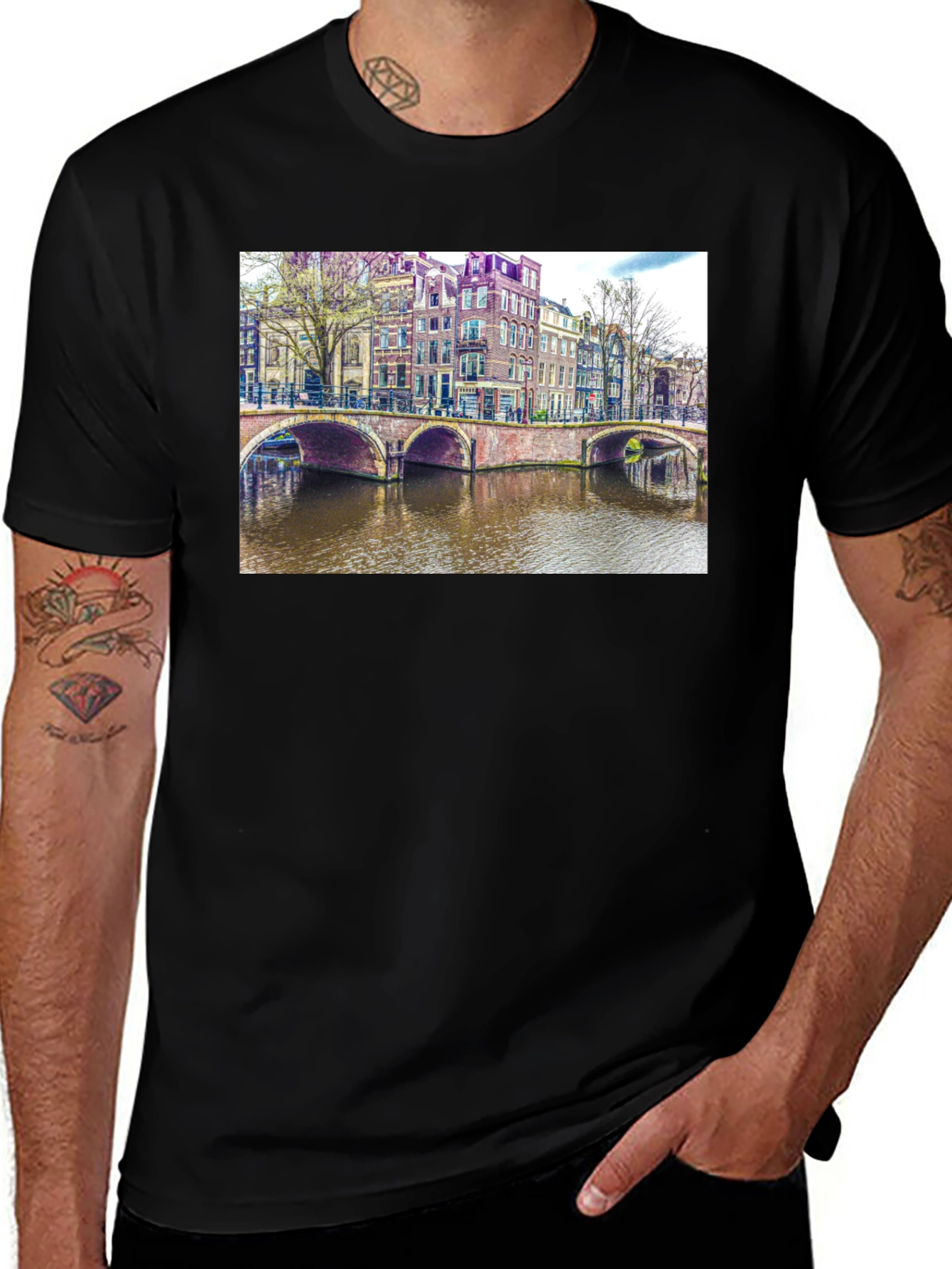 Amsterdam Canal T-Shirt - Unique Cityscape Design