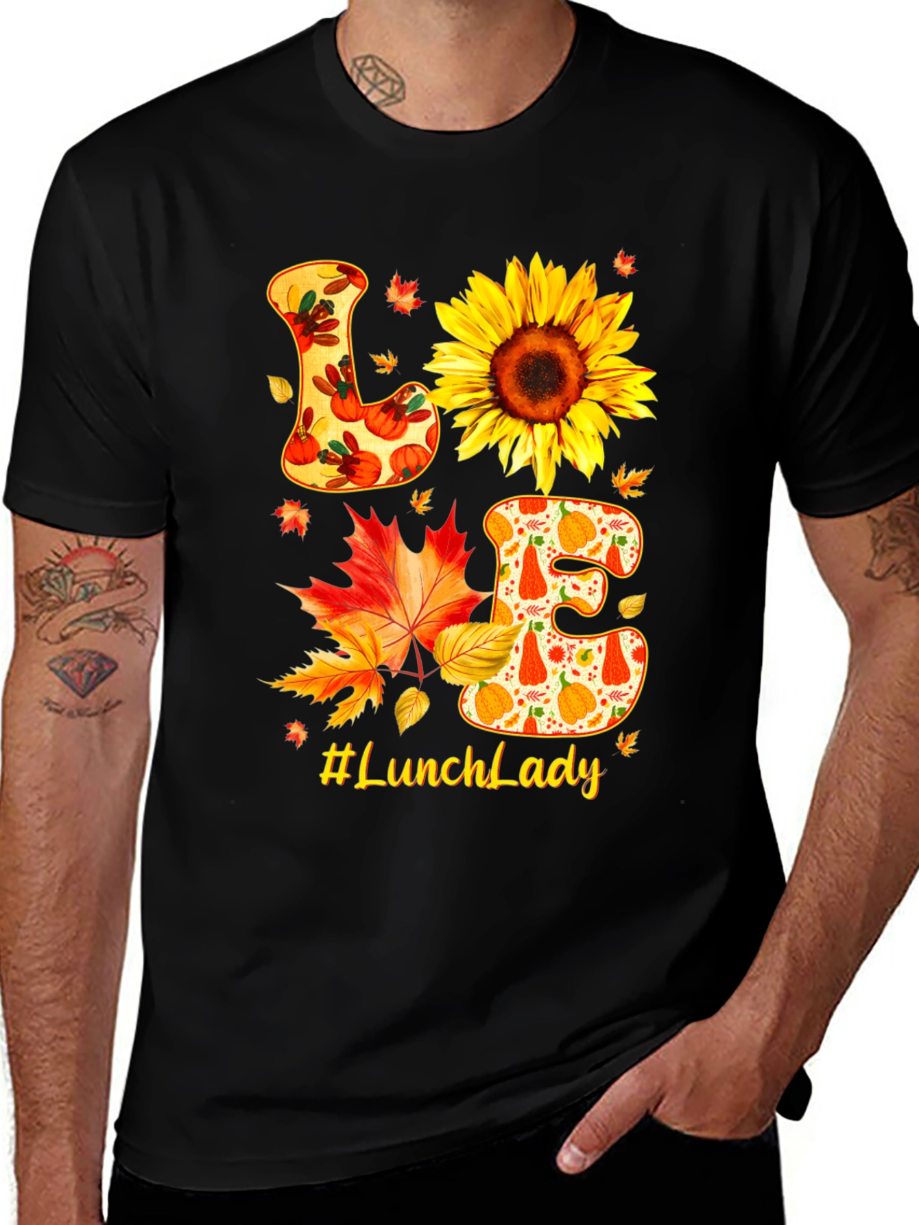 Variant 7 of Lunch Lady Fall T-Shirt Love Sunflower