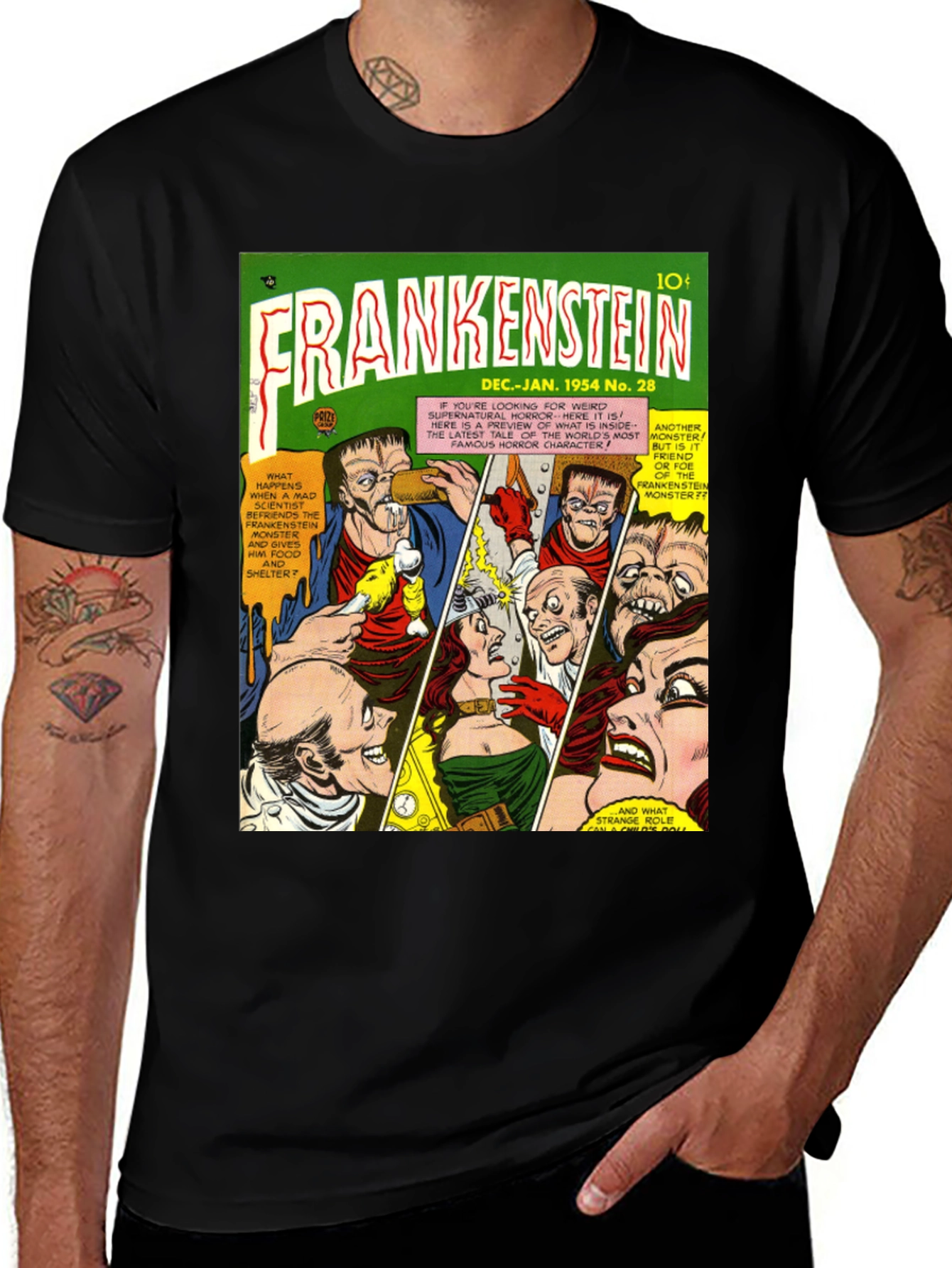 Variant 13 of Frankenstein Comic Book Cover Graphic Tee