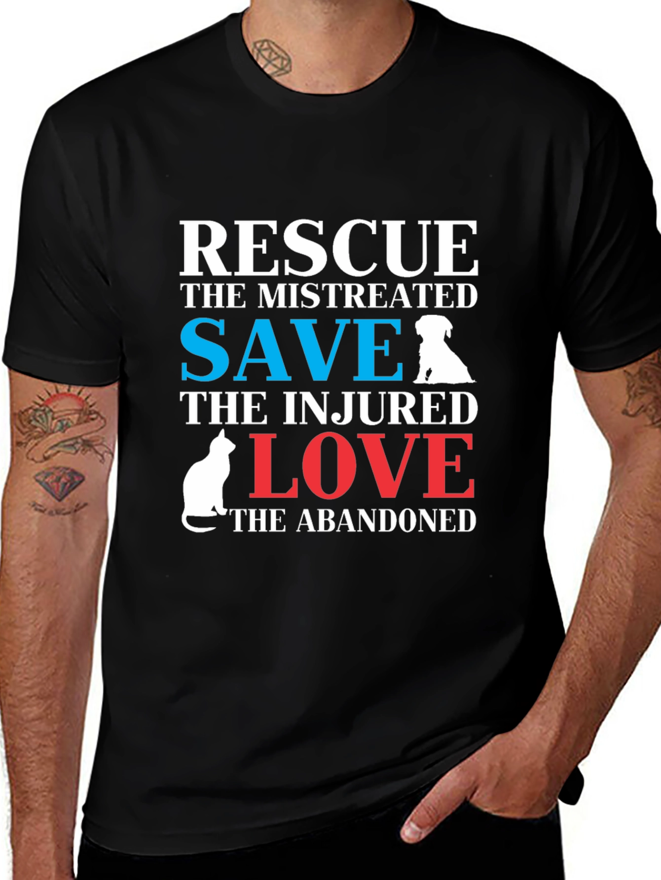 Variant 30 of Rescue Dog & Cat T-Shirt: Save, Love, Abandoned Animals