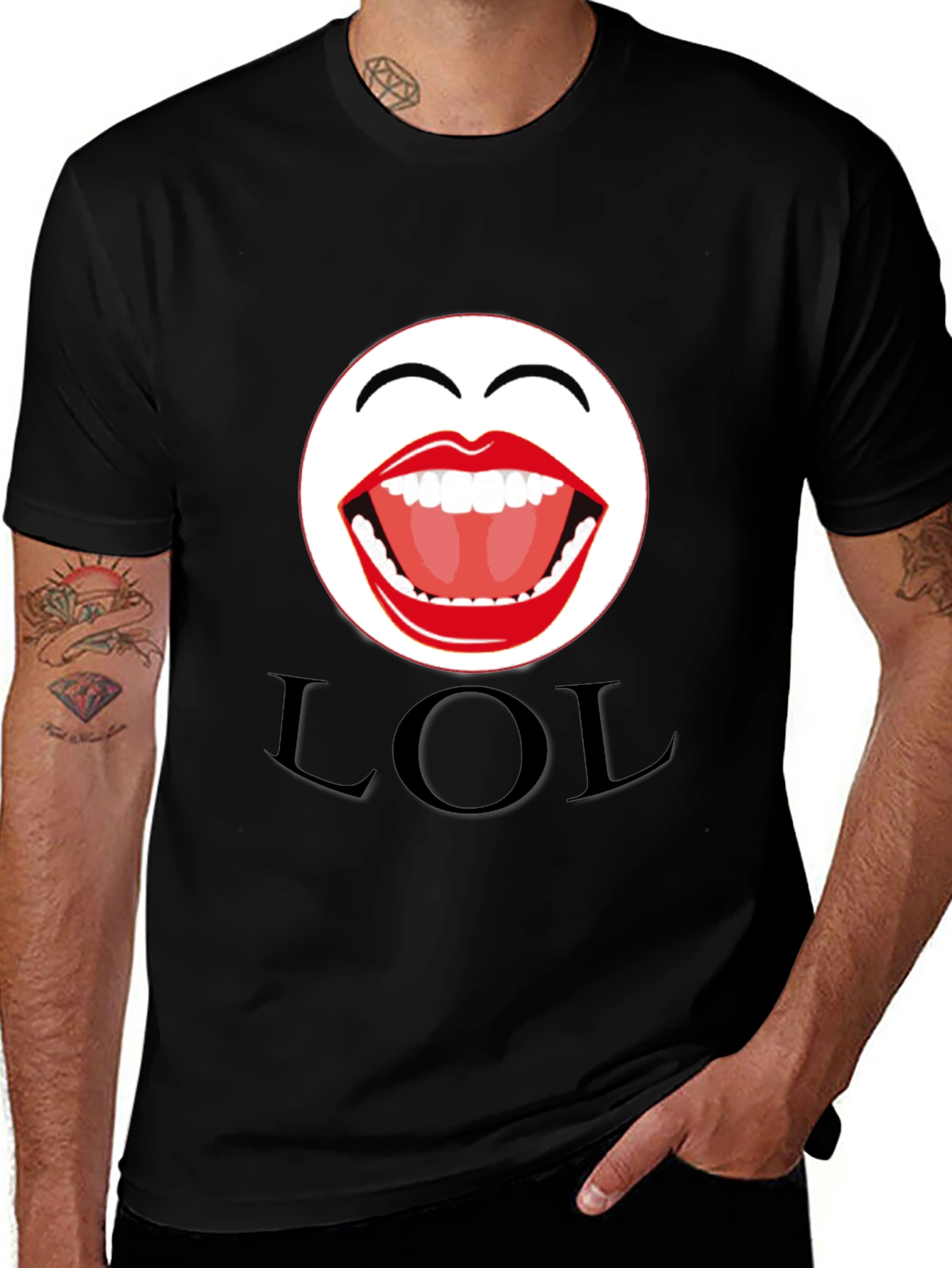 Variant 24 of LOL Emoji Graphic Print Black T-Shirt