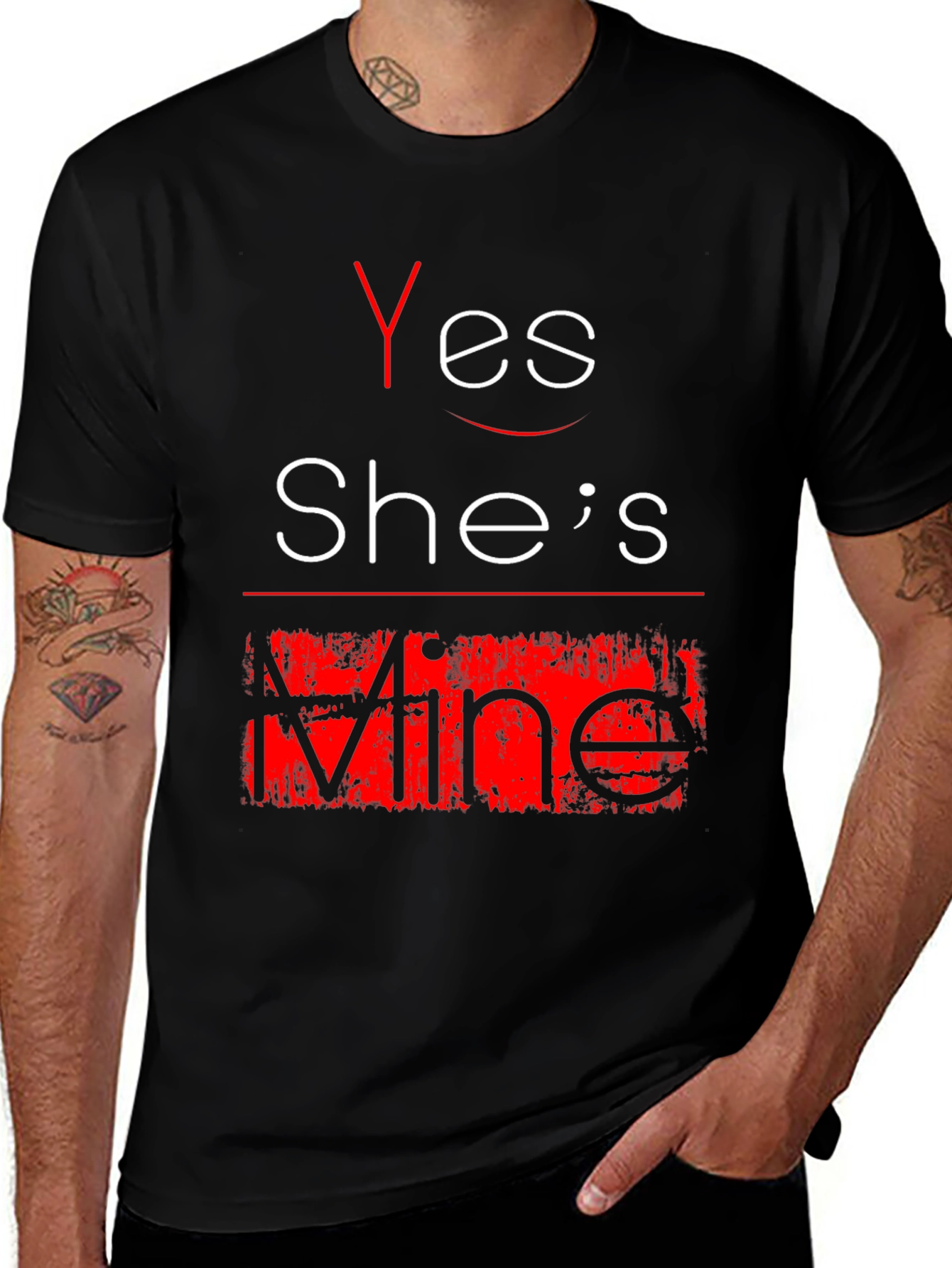 Variant 9 of Yes She's Mine Funny Graphic Tee - Black T-Shirt