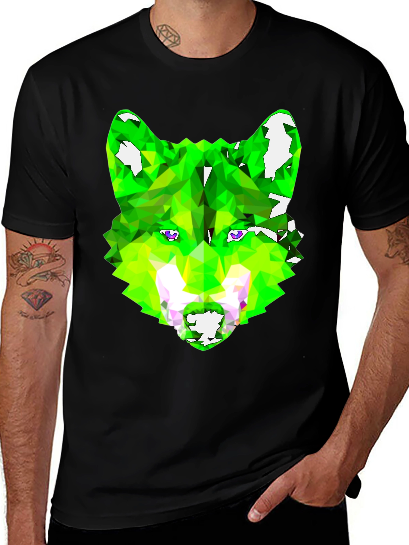 Variant 27 of Geometric Wolf Graphic Tee - Black