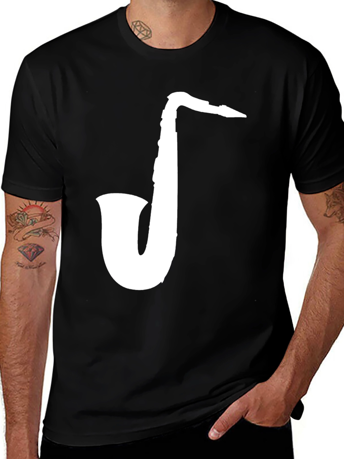 Variant 19 of Saxophone Graphic Tee - Classic Black