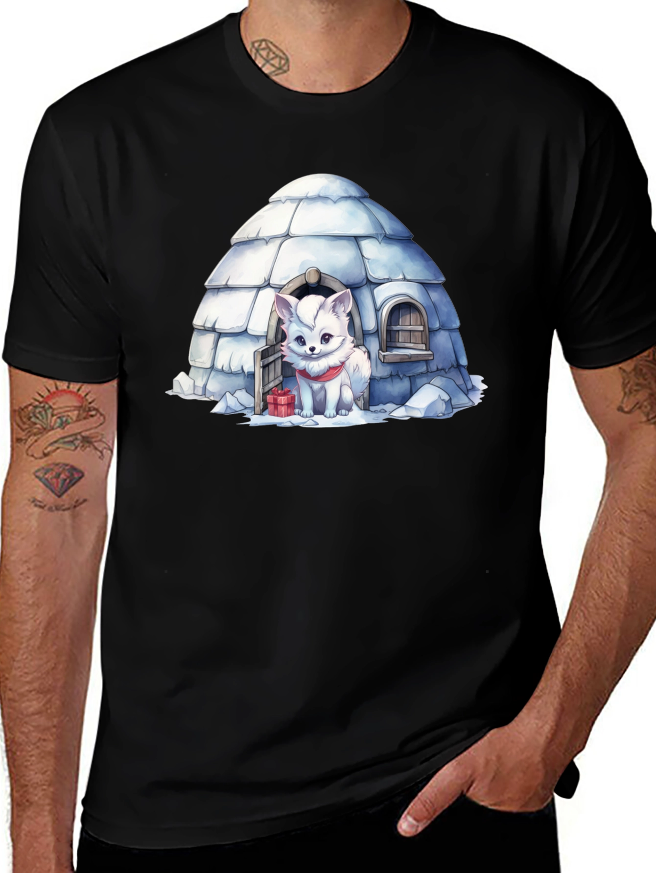Variant 16 of Cute Arctic Fox in Igloo Graphic Tee