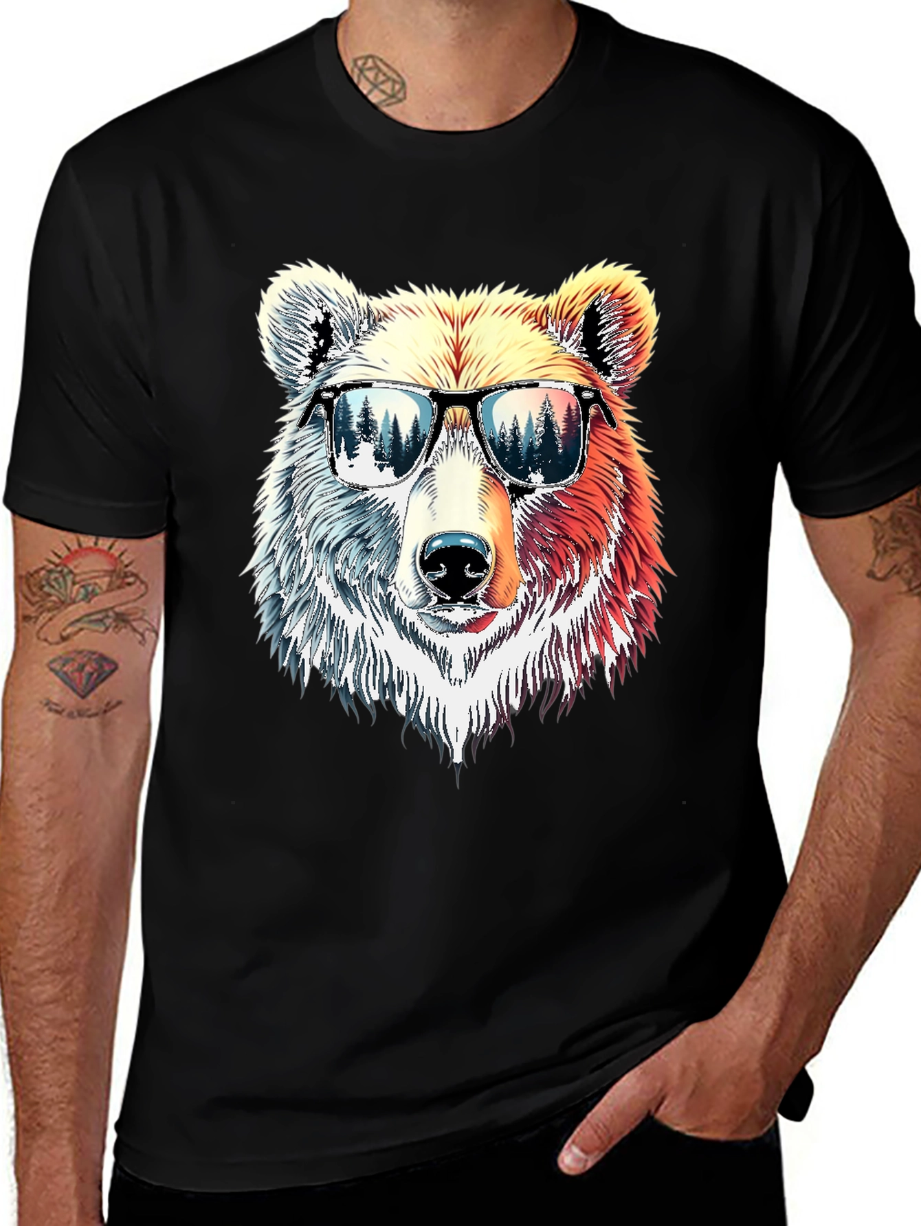 Black Cool Bear Graphic T-Shirt main image