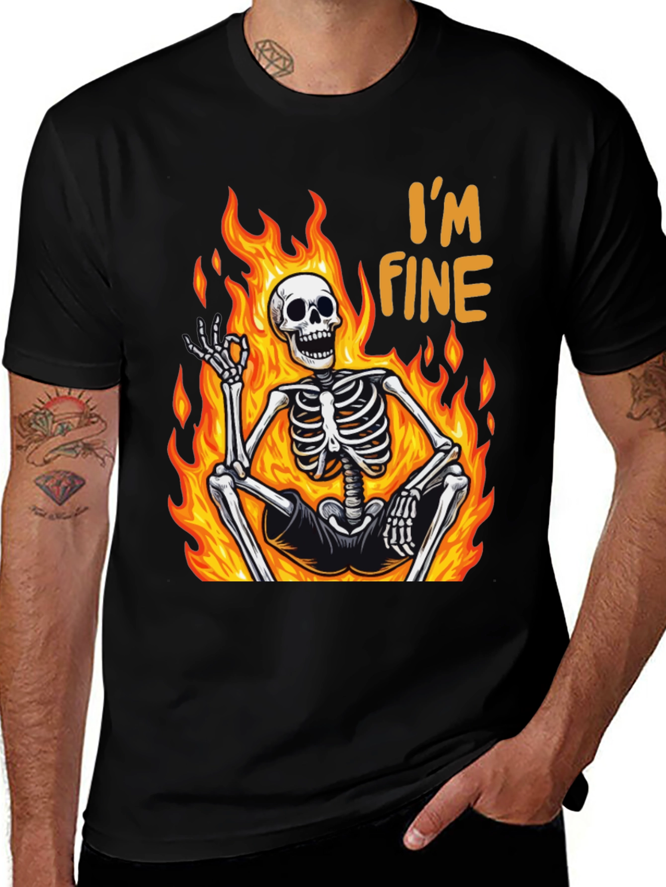 Variant 5 of I'm Fine Skeleton T-Shirt - Funny Graphic Tee