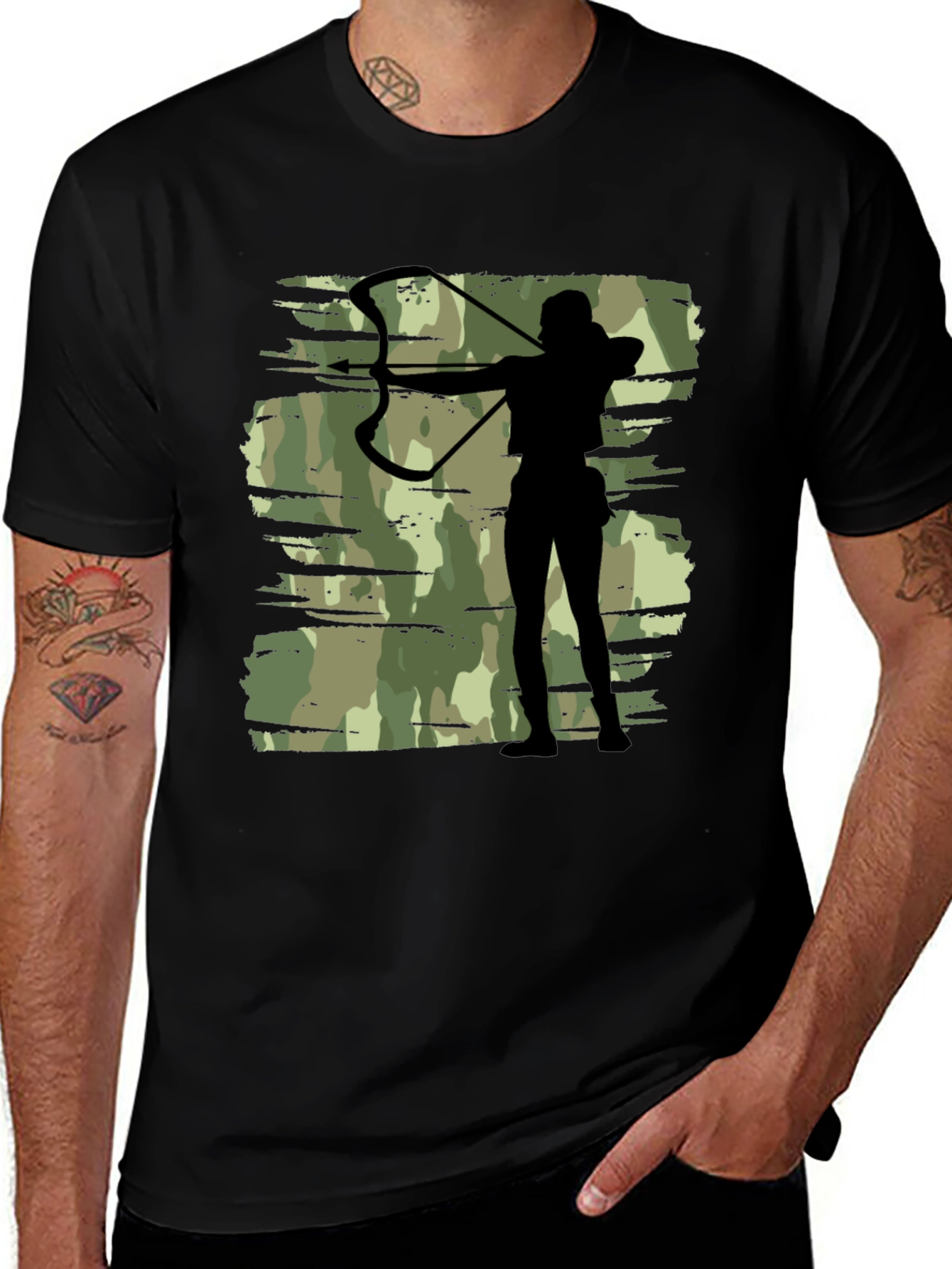 Variant 17 of Archer Camo Tee - Black Graphic T-Shirt