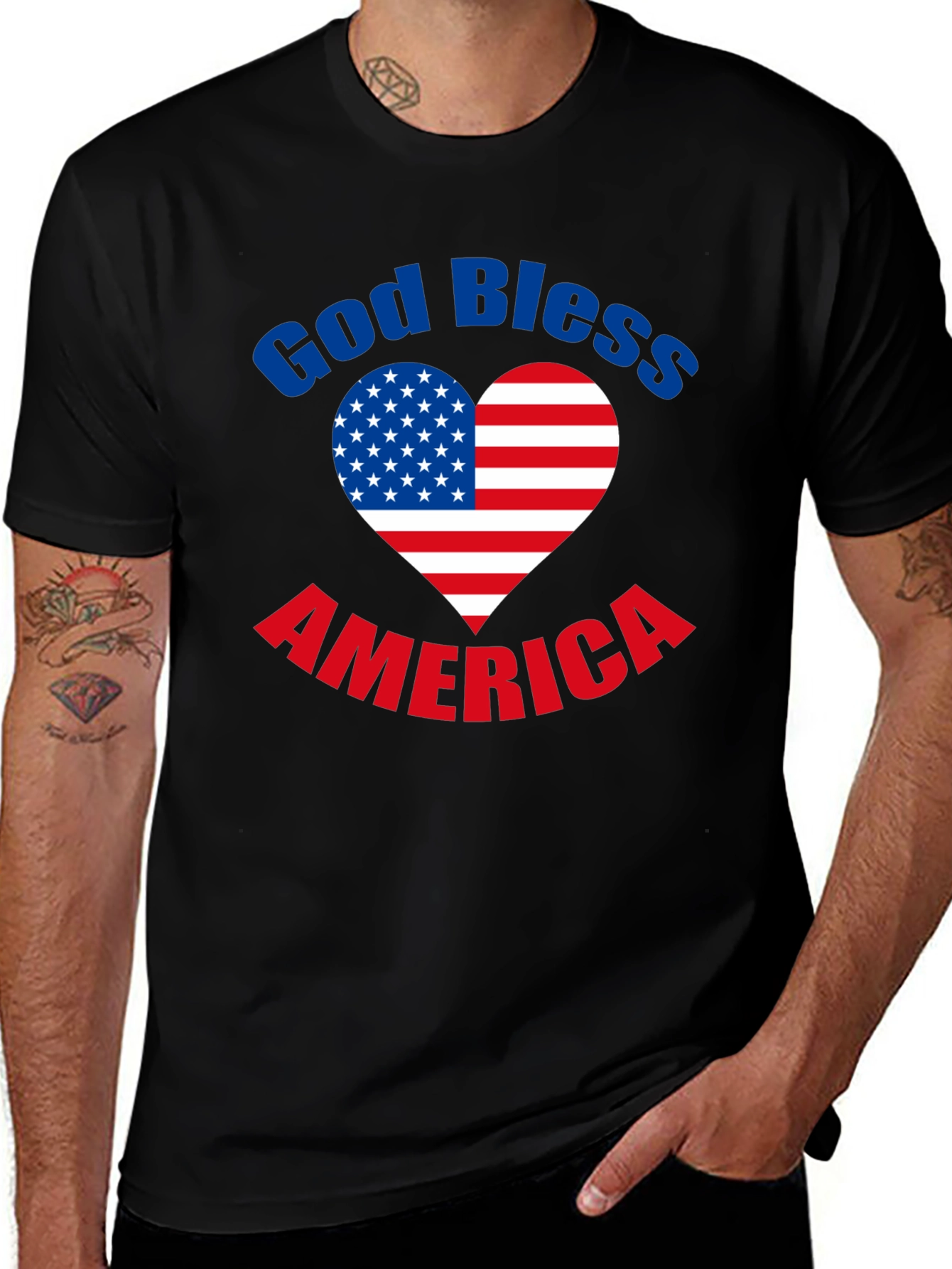 Variant 8 of God Bless America T-Shirt Patriotic Heart Flag Tee