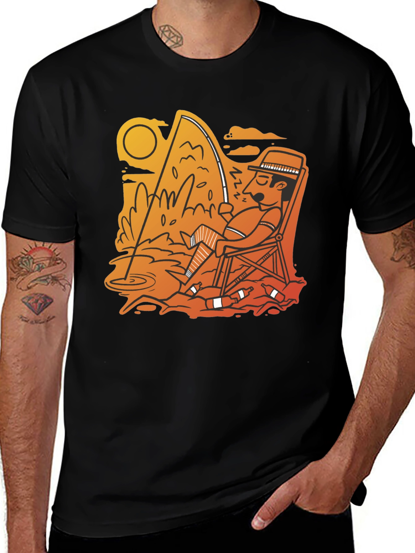 Variant 14 of Fishing Cartoon T-Shirt - Relaxed Angler Design