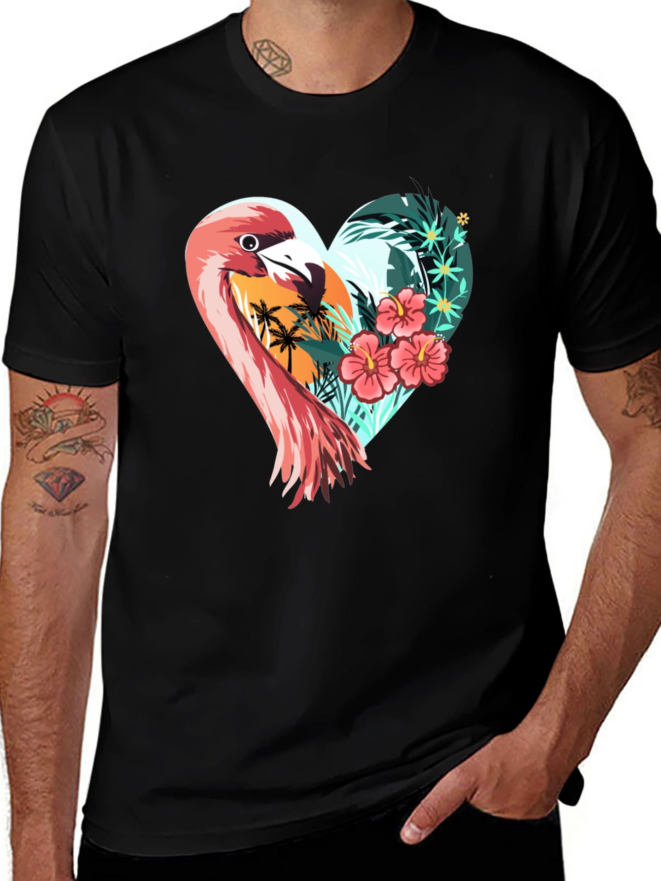 Variant 20 of Tropical Flamingo Heart Graphic T-Shirt