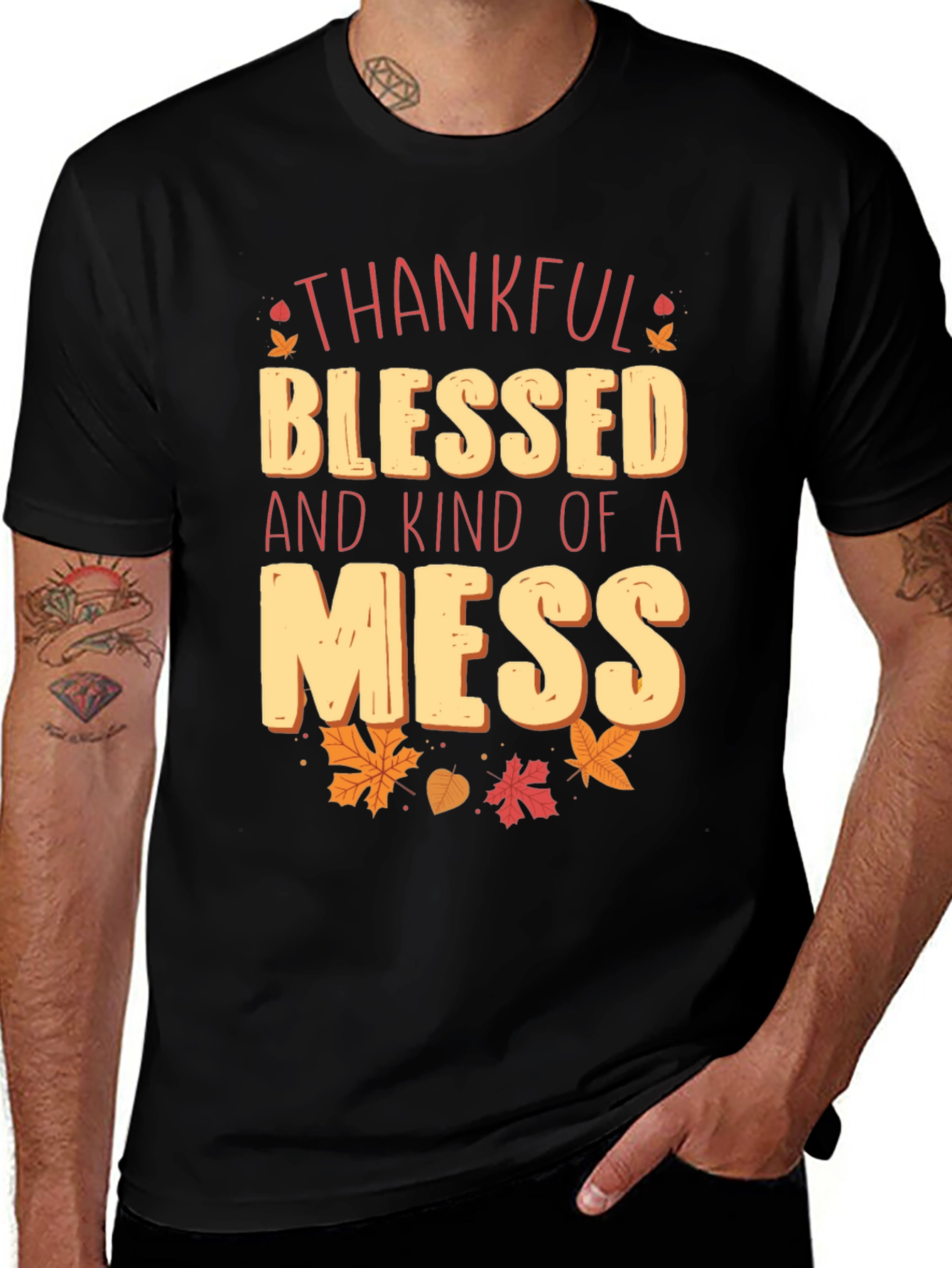 Variant 7 of Thankful Blessed Mess Graphic Tee