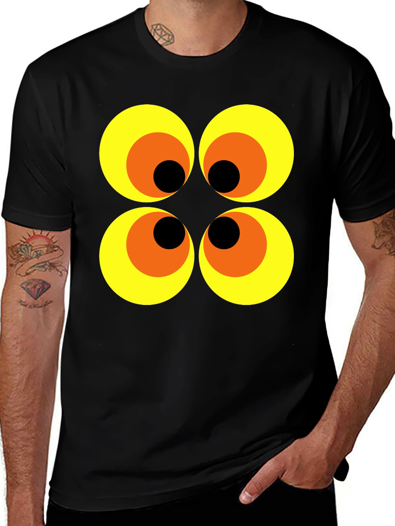 Variant 20 of Retro Mod Circles Graphic Tee - Black