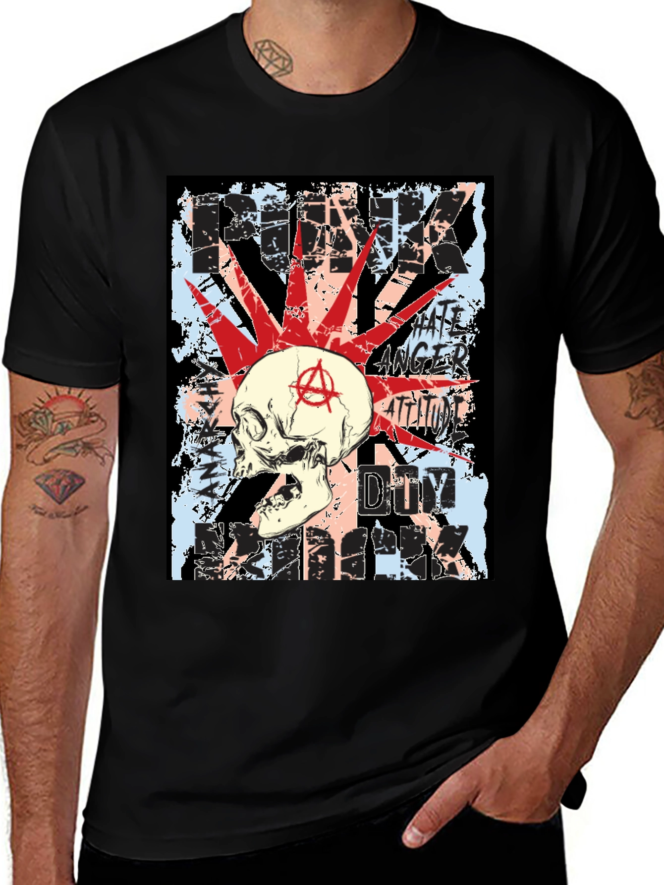 Variant 2 of Punk Skull Graphic Tee - Attitude Rebellion T-Shirt