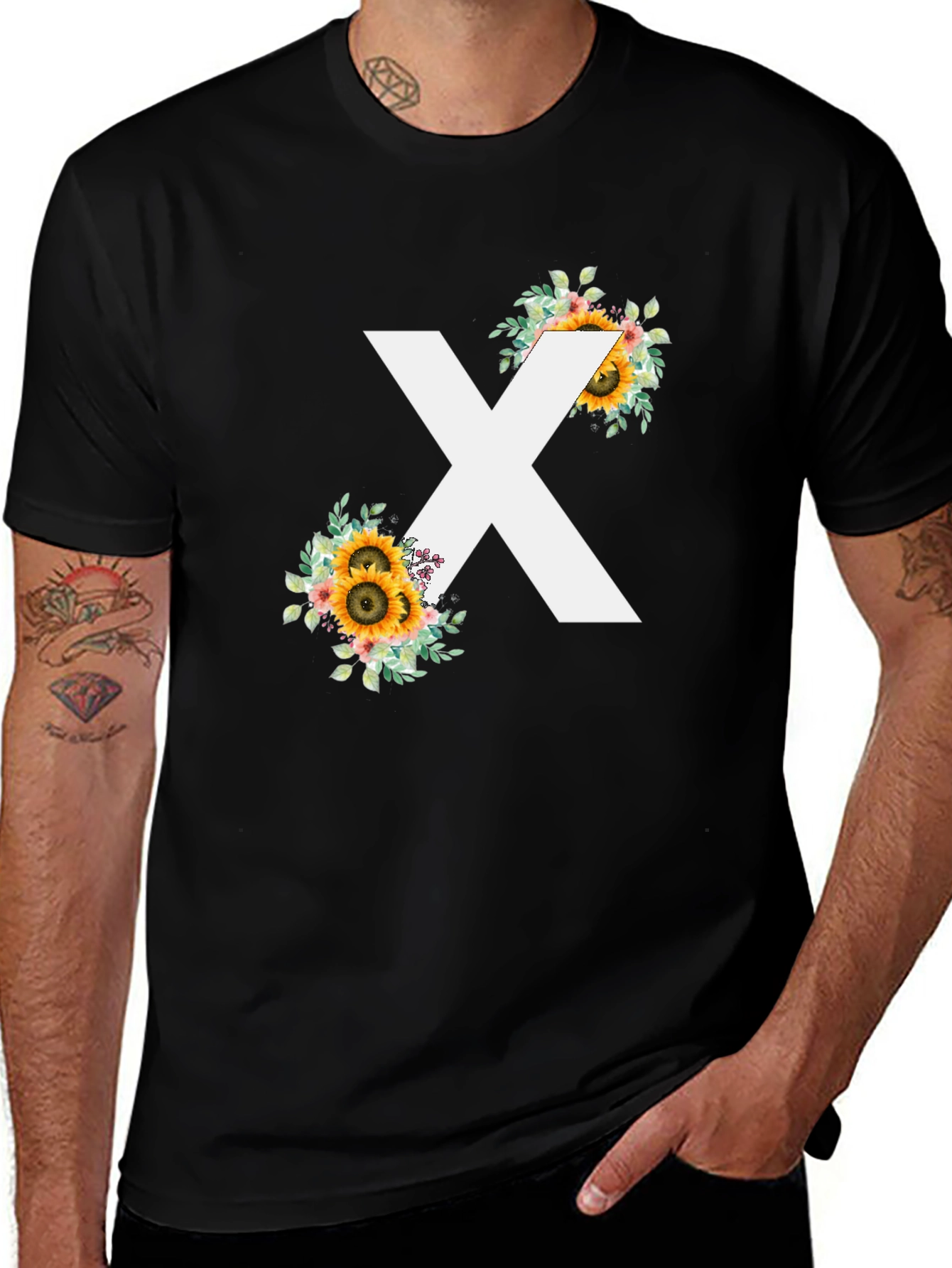 Variant 23 of Floral X T-Shirt - Stylish Graphic Tee