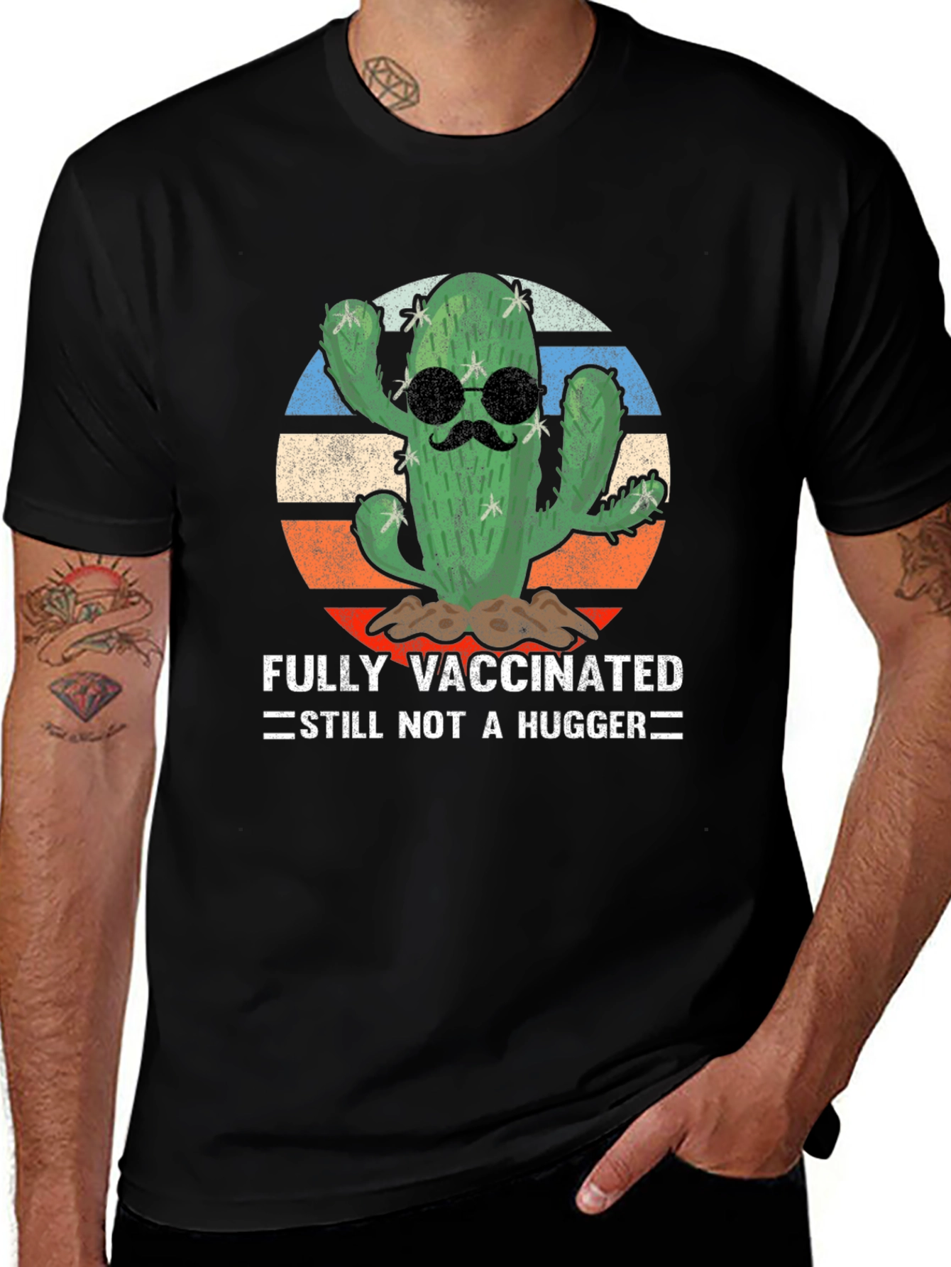 Variant 2 of Funny Vaccinated Cactus Graphic T-Shirt