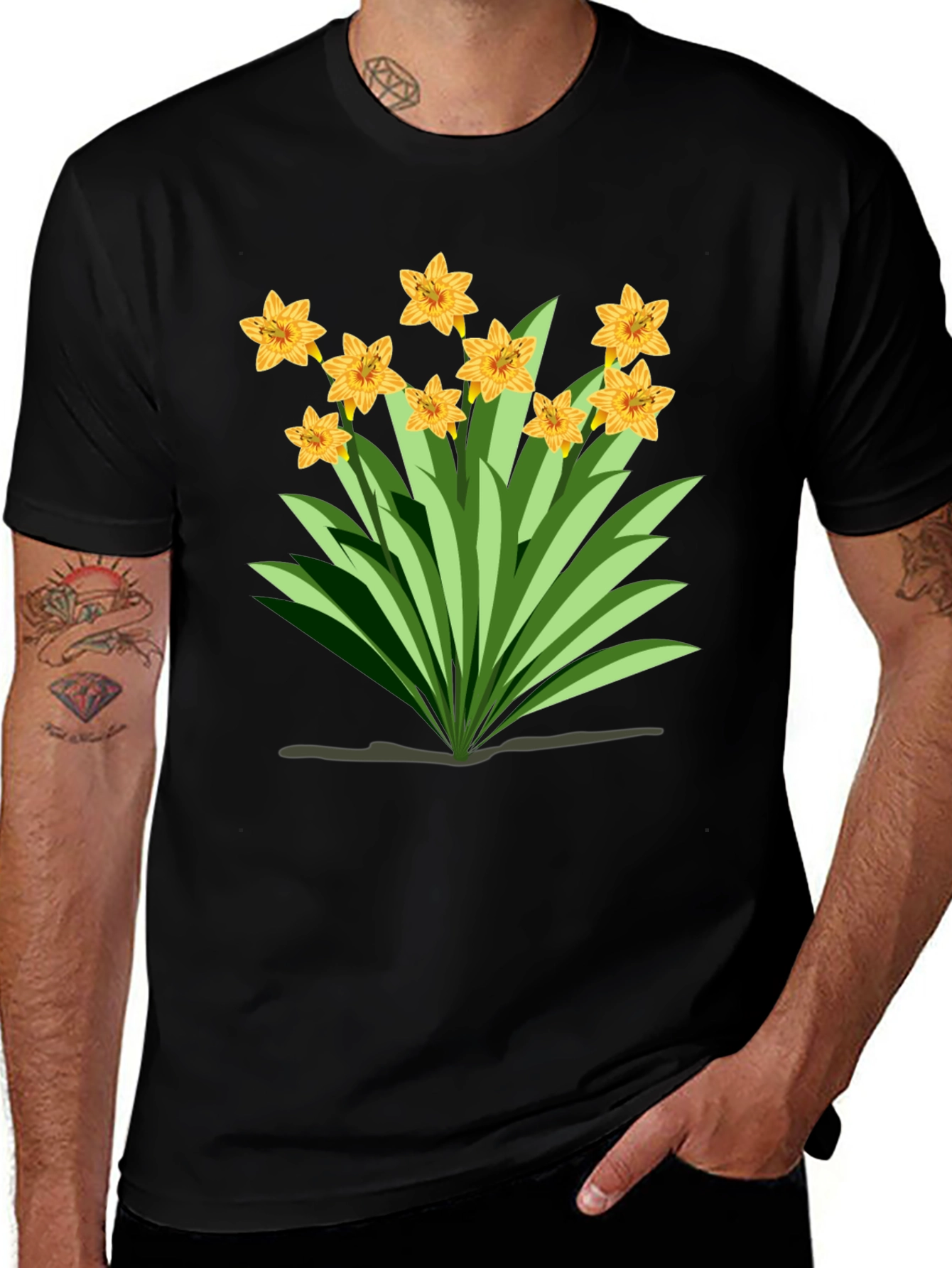 Variant 19 of Floral Graphic Tee - Daffodil Print