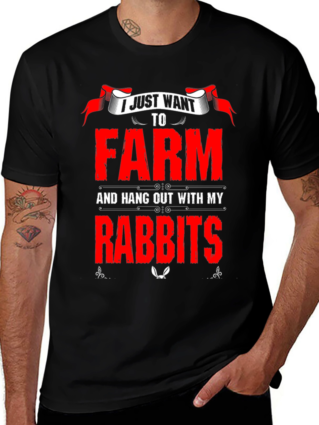 Farm and Rabbits Graphic T-Shirt