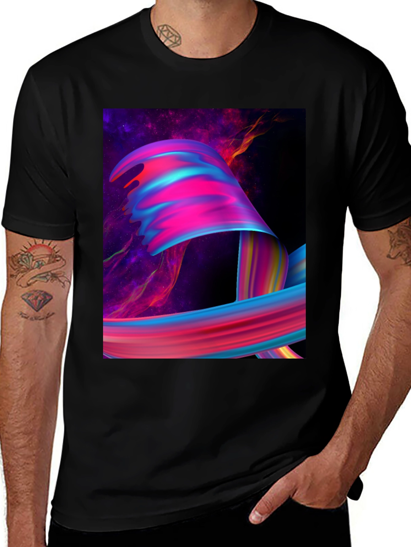 Variant 12 of Abstract Galaxy Swirl Graphic Tee - Black