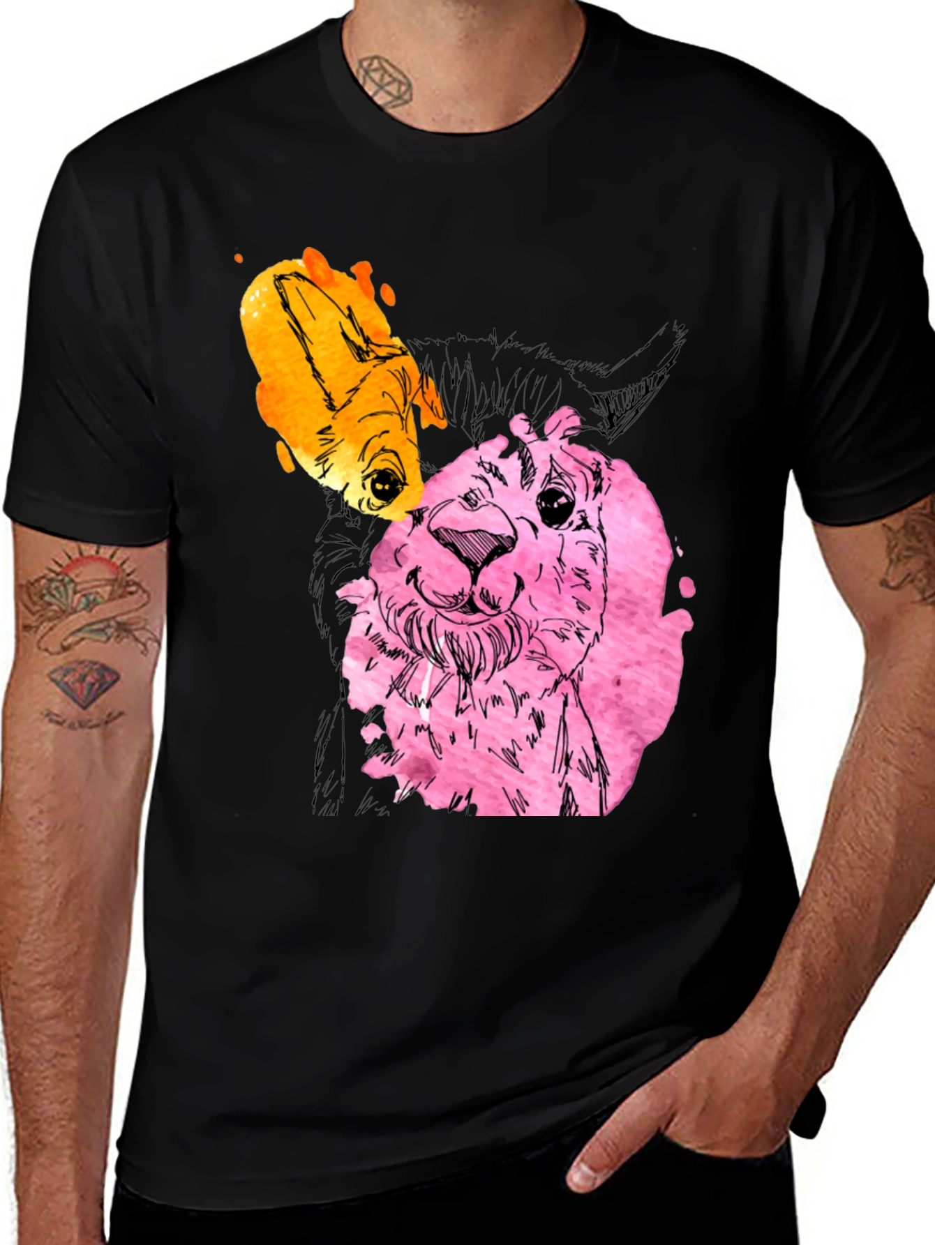 Variant 14 of Colorful Alpaca Graphic Tee - Unique Animal Design Shirt