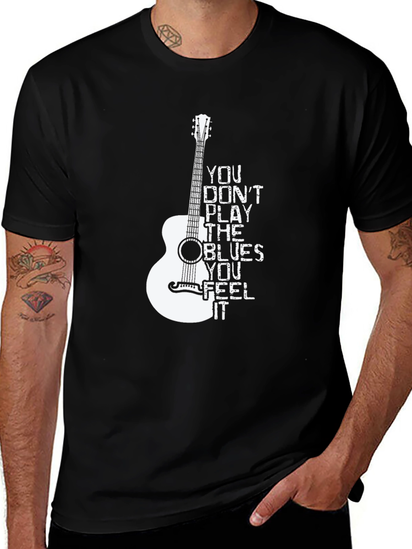 Variant 7 of Blues Music Guitar Graphic Tee - Black
