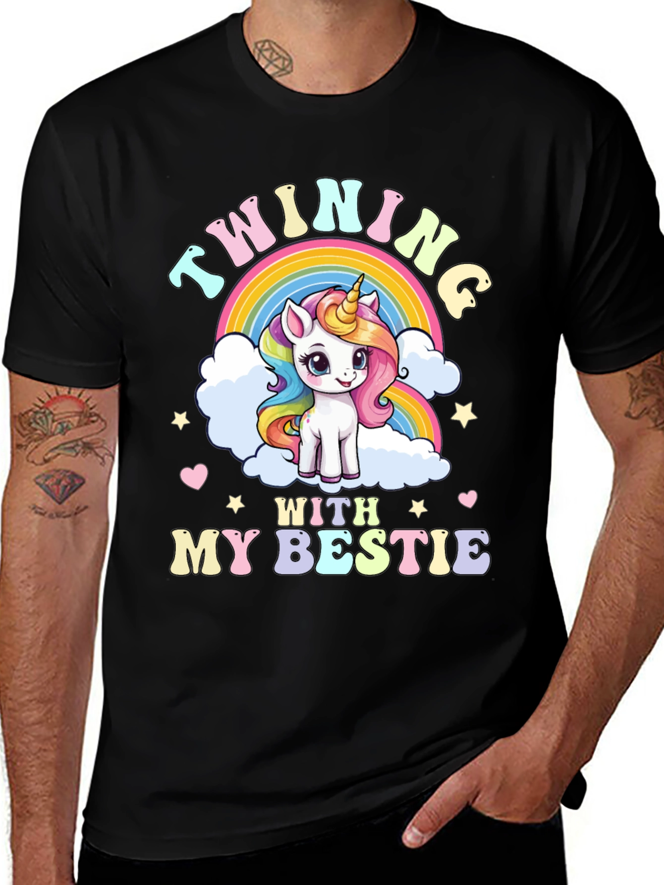 Variant 3 of Twinning with My Bestie Unicorn Graphic Tee