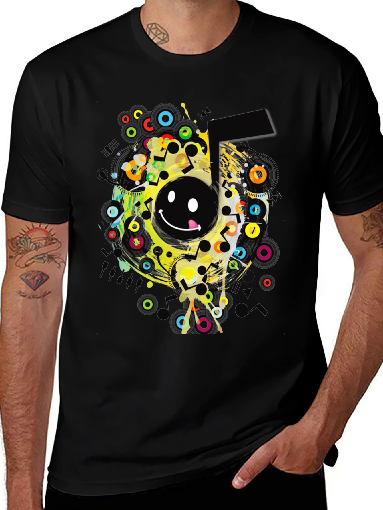 Variant 28 of Smiley Face Graphic Print Black T-Shirt