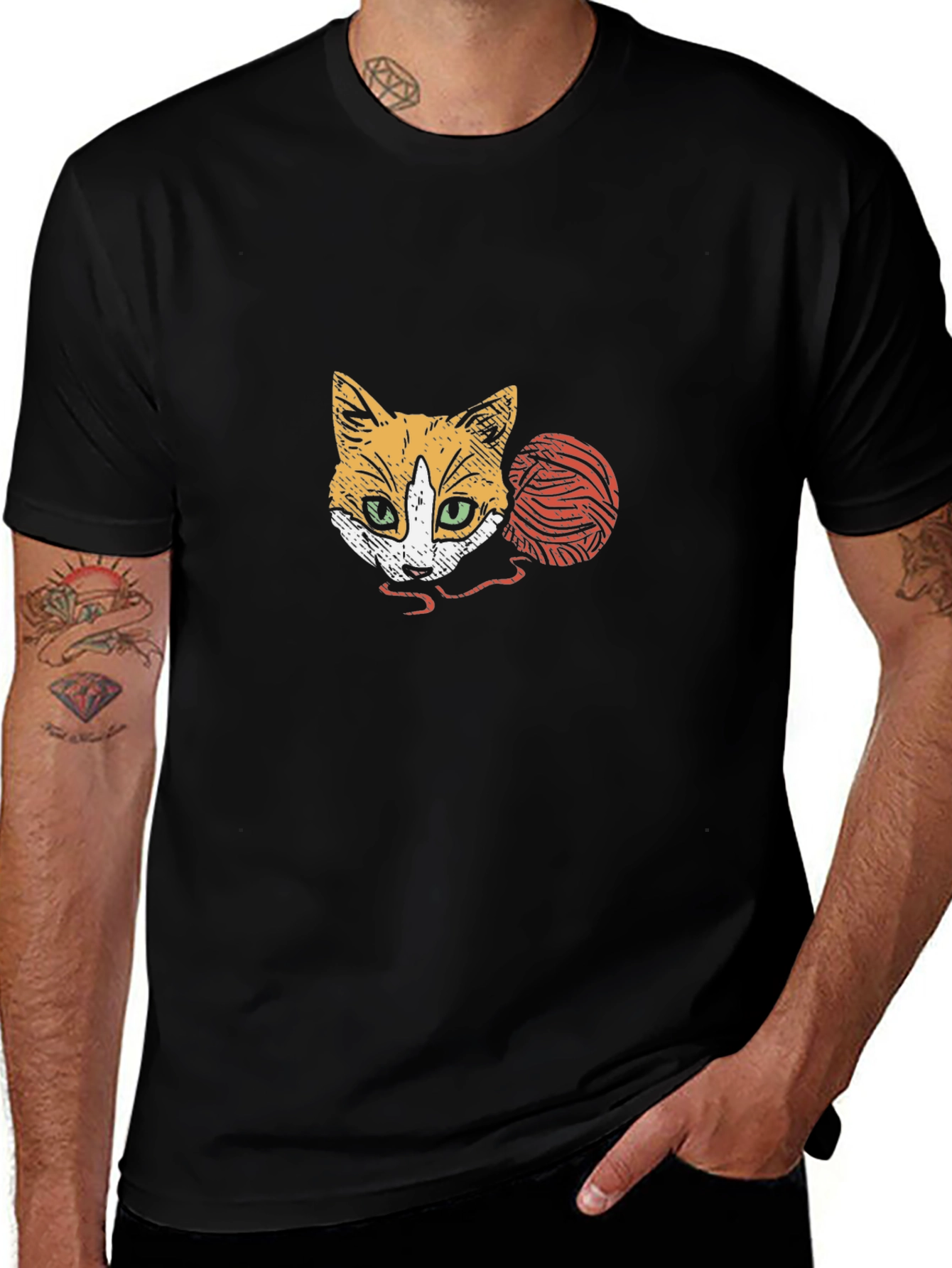 Variant 15 of Cat & Yarn Graphic Tee - Black Cotton T-Shirt