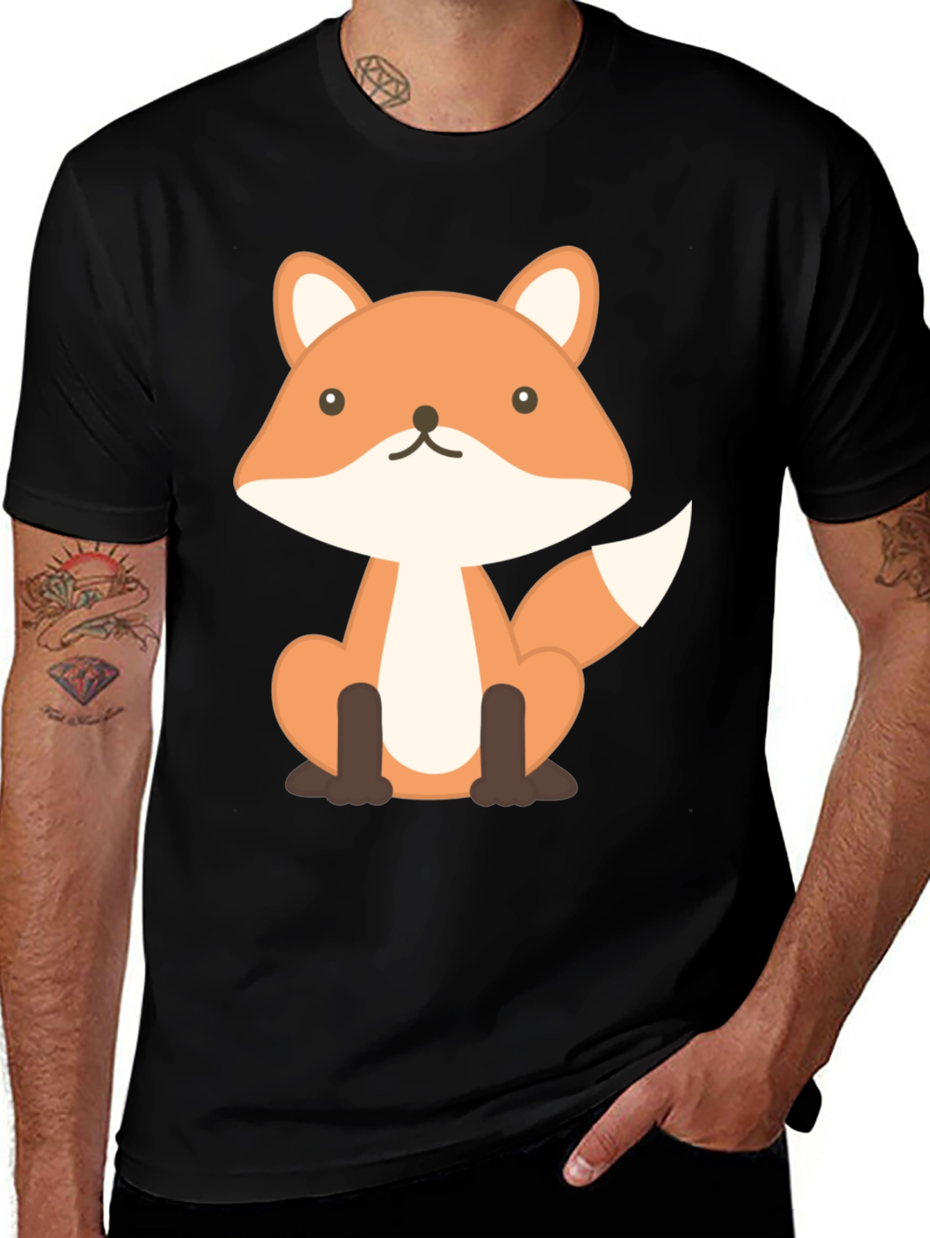 Variant 3 of Cute Fox Graphic Tee - Stylish Black T-Shirt