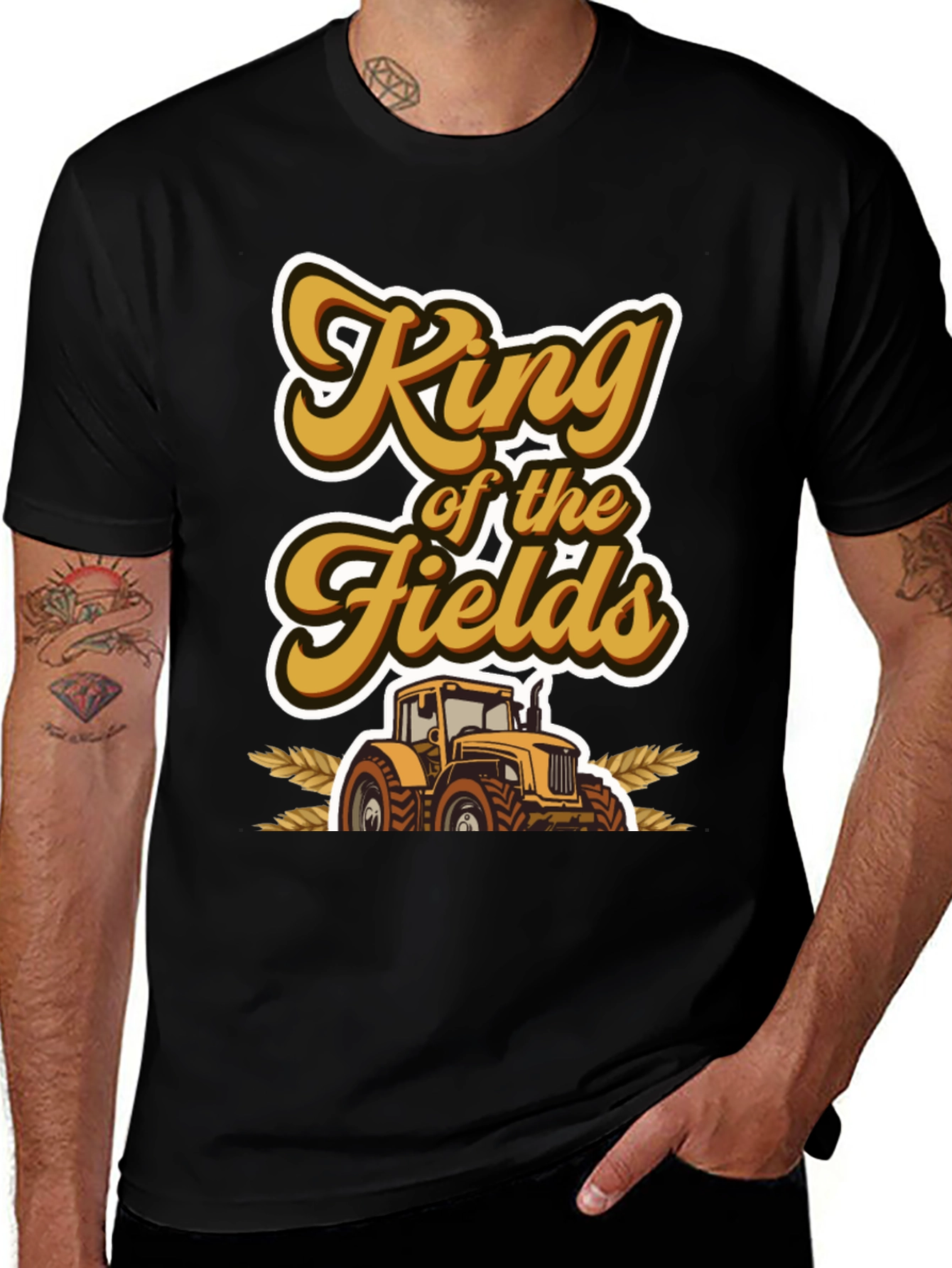 King of the Fields T-Shirt - Farmer Tractor Design