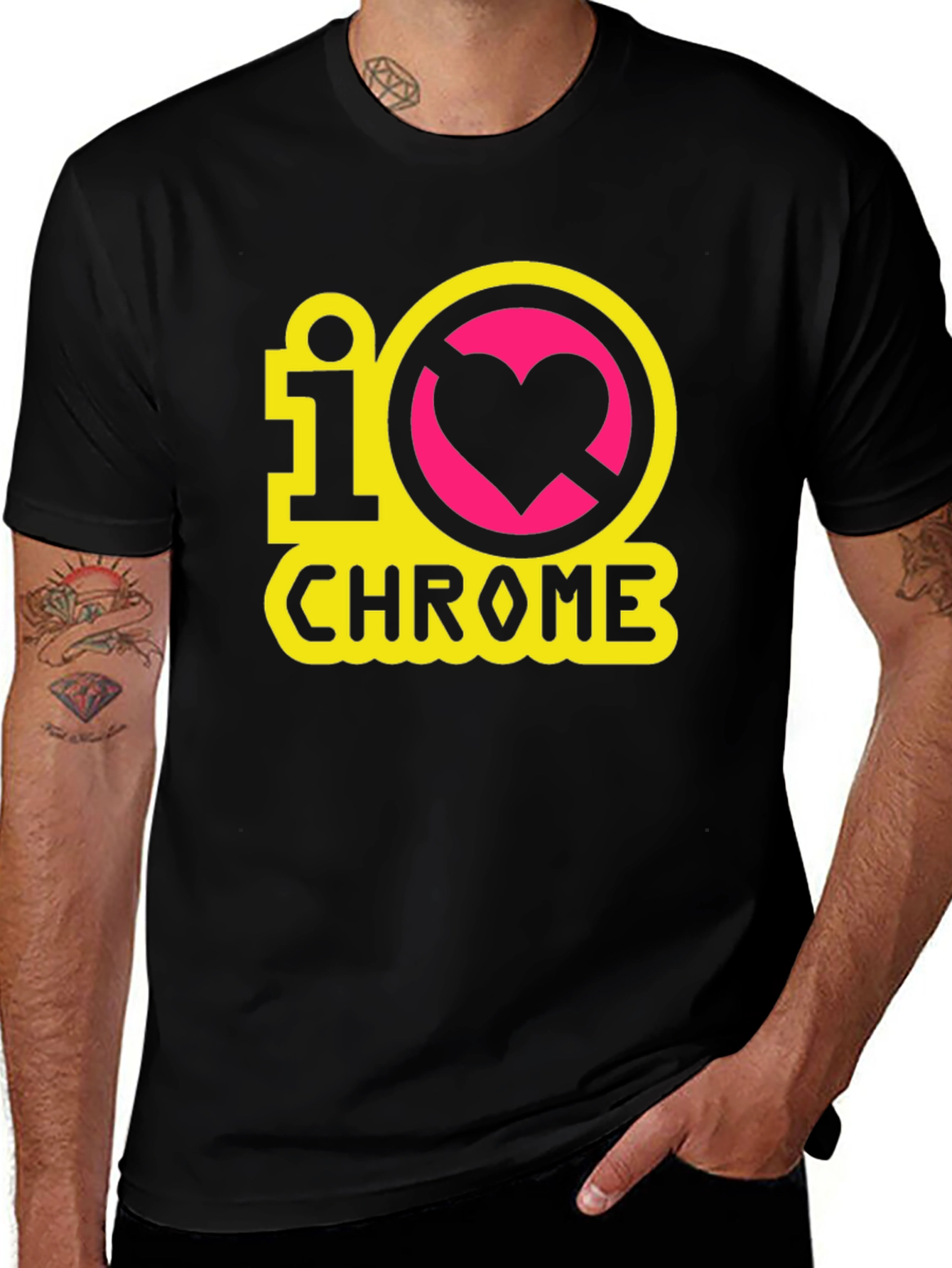 I Heart Chrome Black T-Shirt - Geeky Novelty Tee