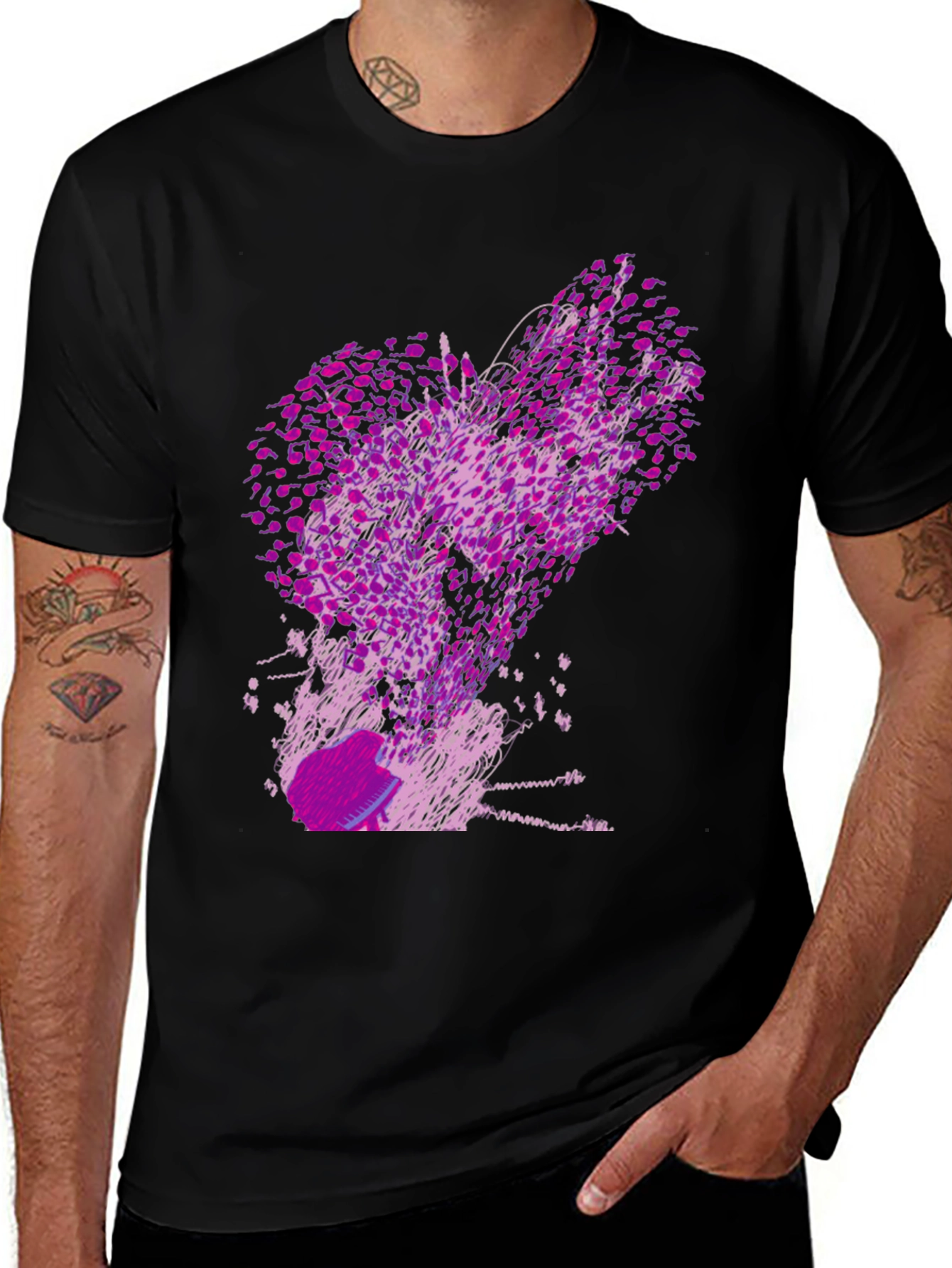 Variant 18 of Abstract Purple Print Black T-Shirt