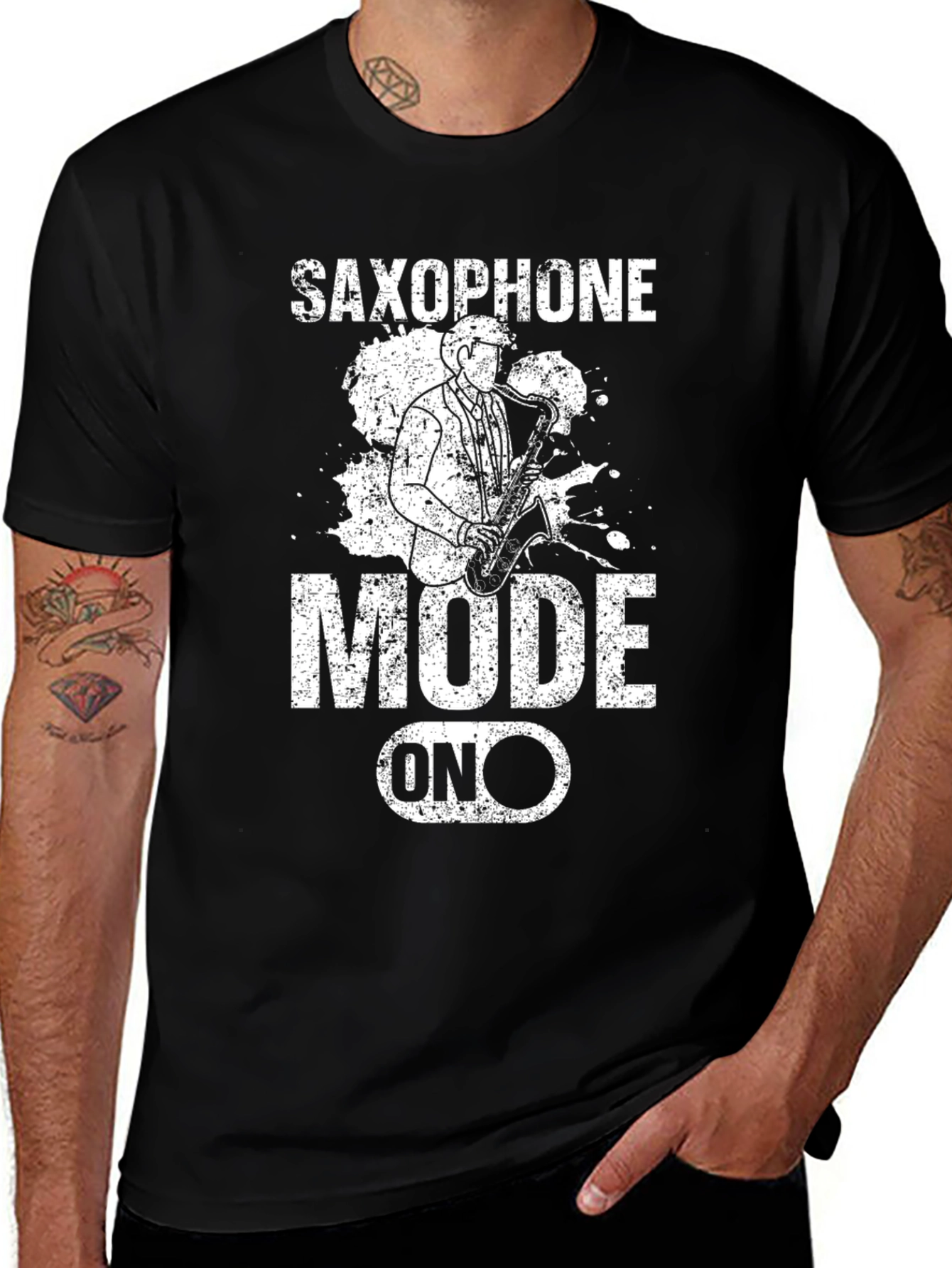 Variant 6 of Saxophone Mode On Graphic Tee - Musician T-Shirt