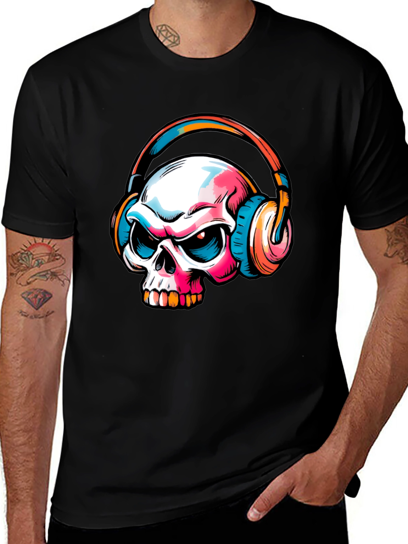Variant 18 of Skull with Headphones Graphic T-Shirt