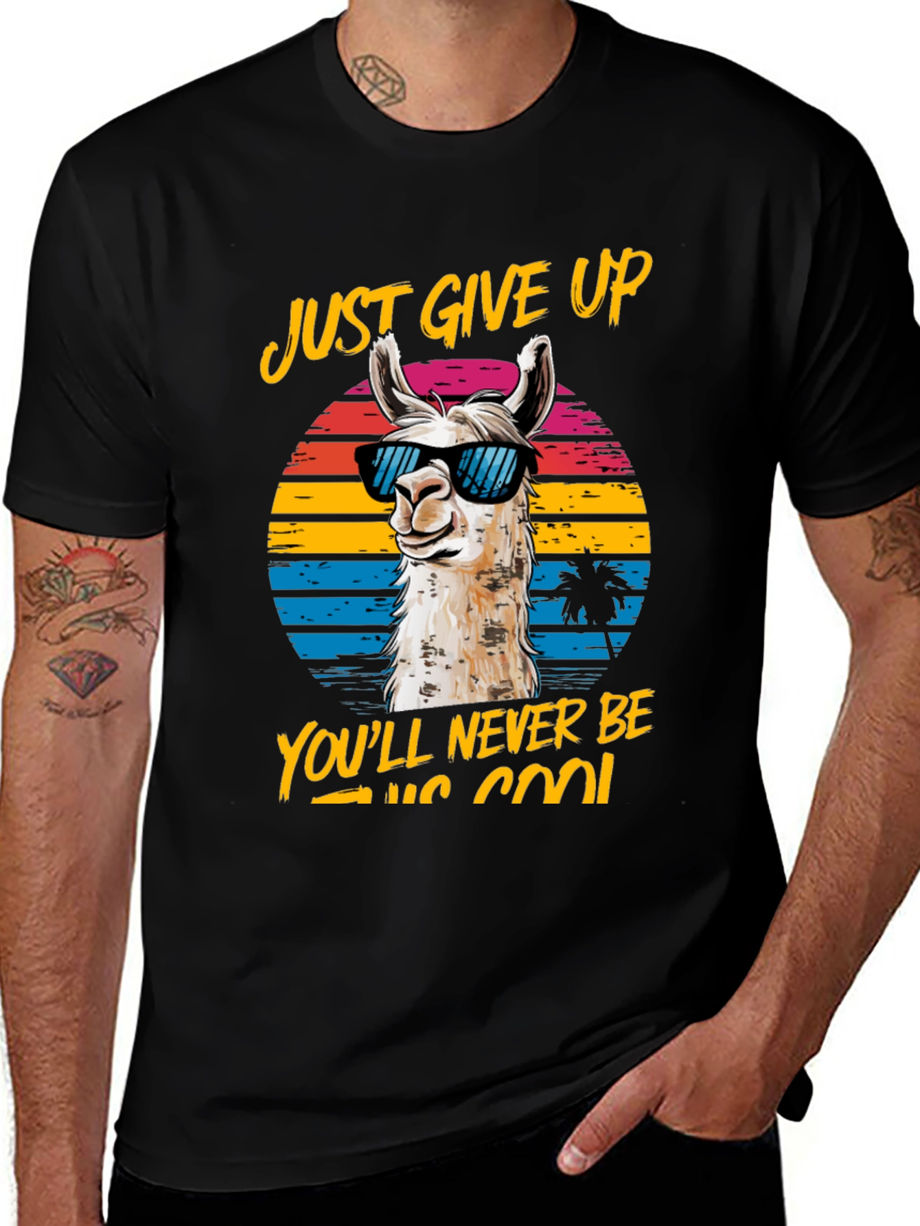 Variant 16 of Cool Llama Graphic Tee - Just Give Up!