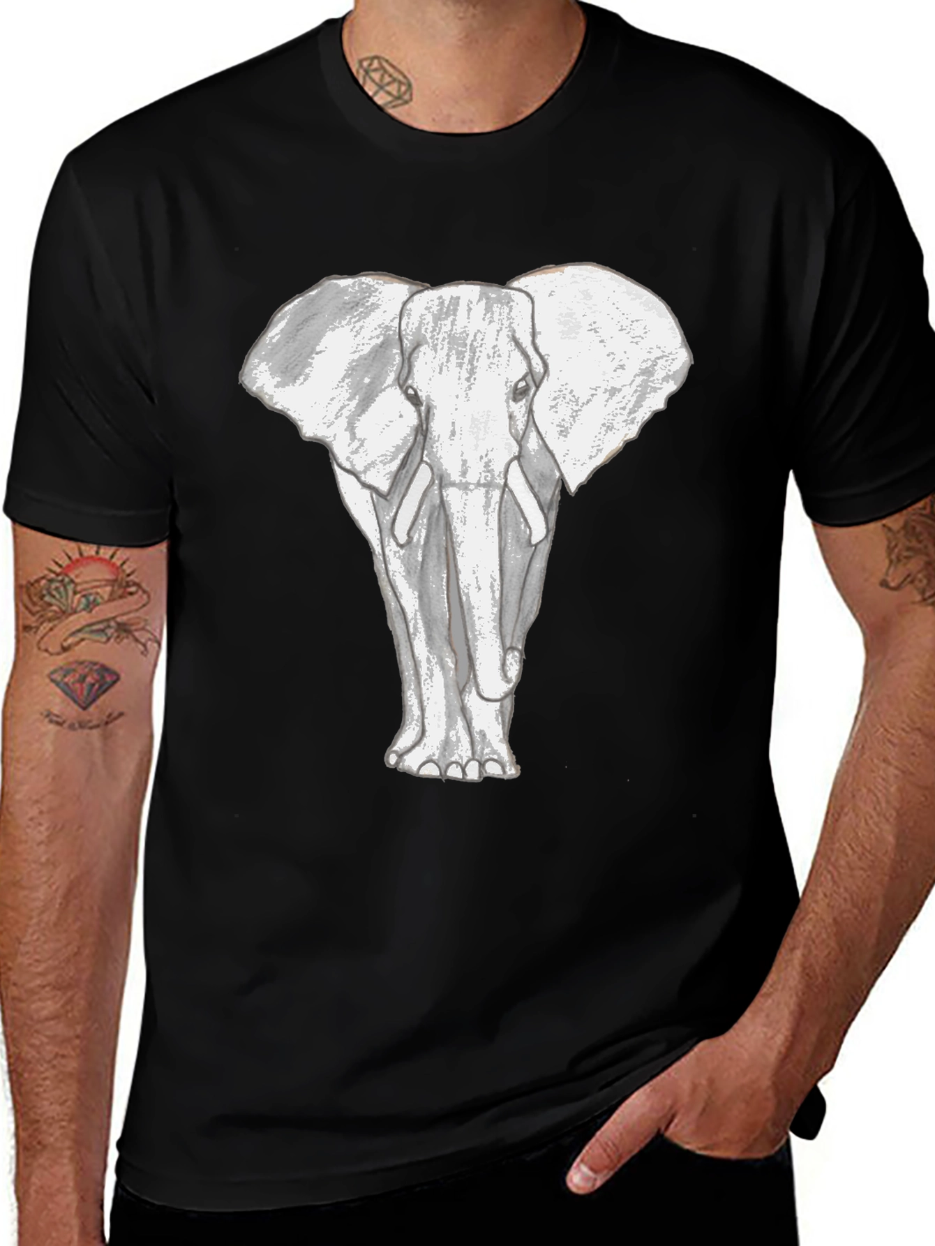 Variant 25 of Elephant Graphic Print Men's Black T-Shirt