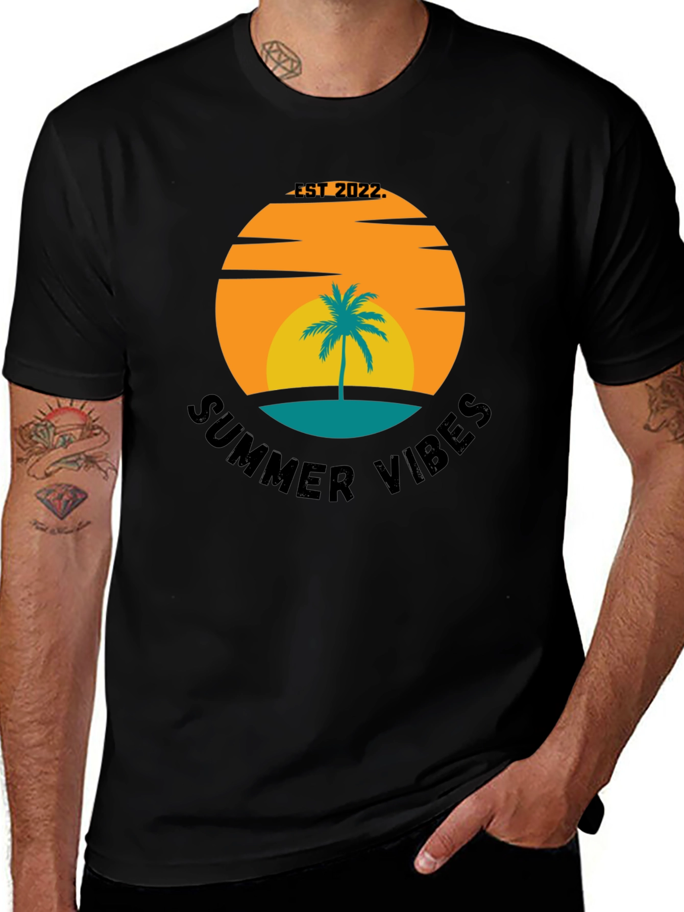 Summer Vibes Est. 2022 T-Shirt - Tropical Beach Design
