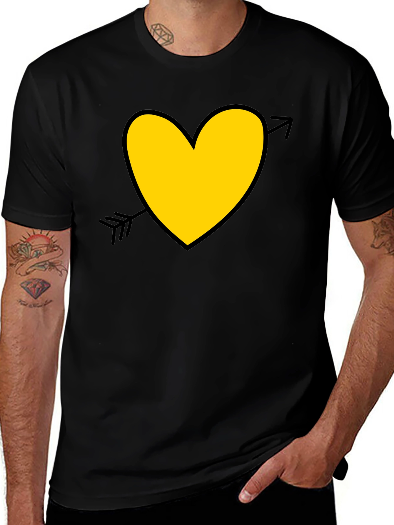 Variant 21 of Heart Arrow Graphic Tee - Black Cotton T-Shirt