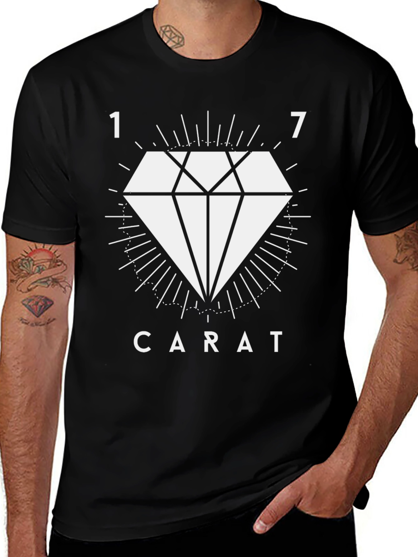 Variant 22 of 17 Carat Diamond Graphic T-Shirt - Black