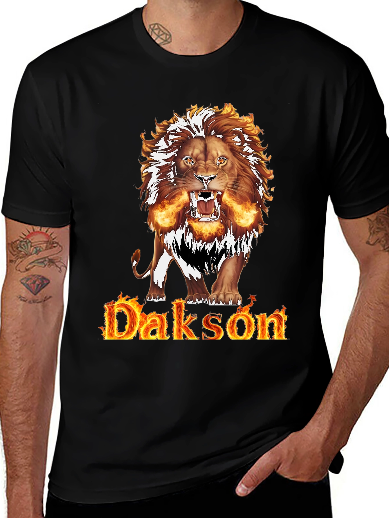 Dakson Lion Fire Graphic T-Shirt
