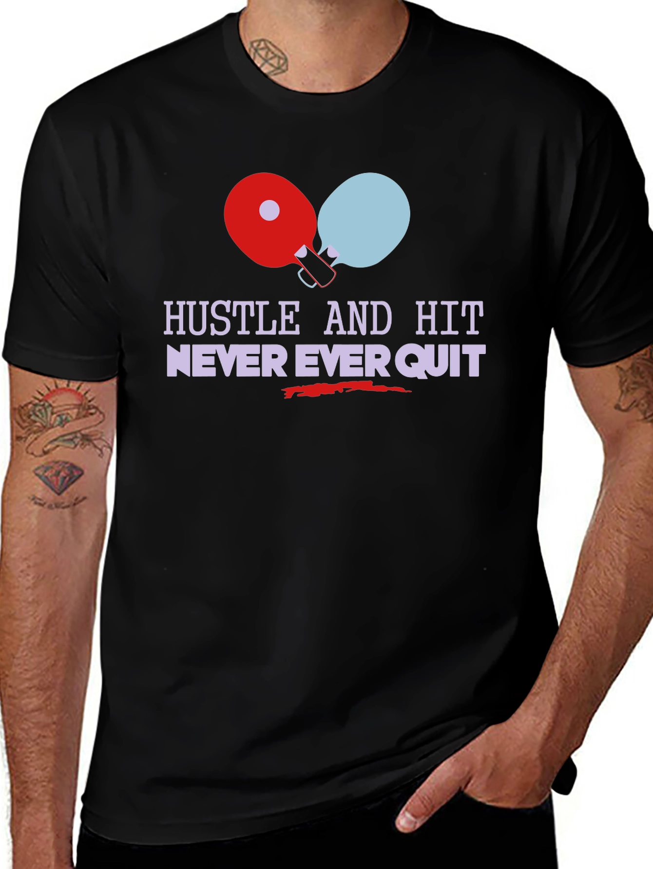 Variant 21 of Hustle & Hit Graphic Tee - Never Quit Sports Shirt