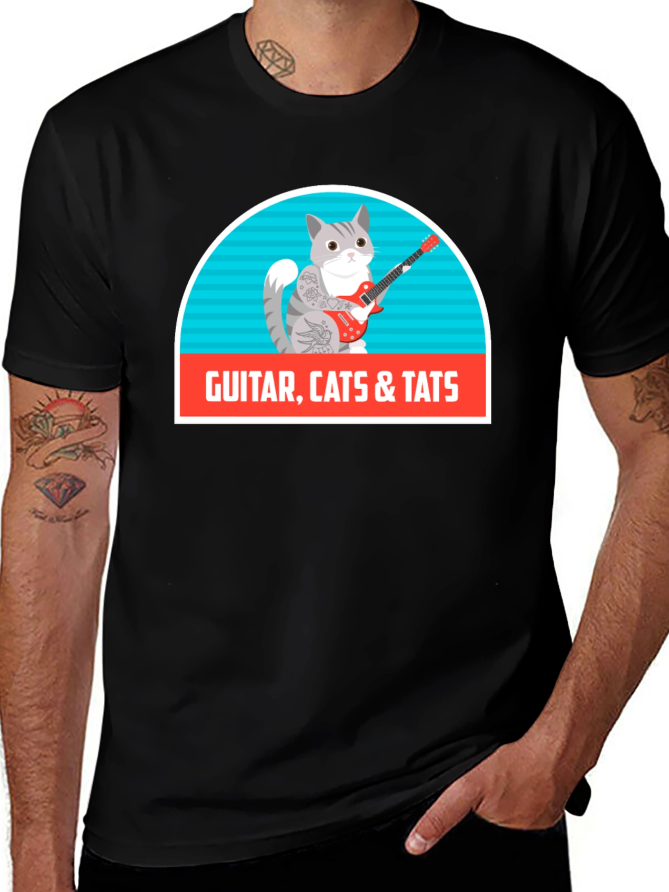 Variant 24 of Guitar Cats & Tats T-Shirt