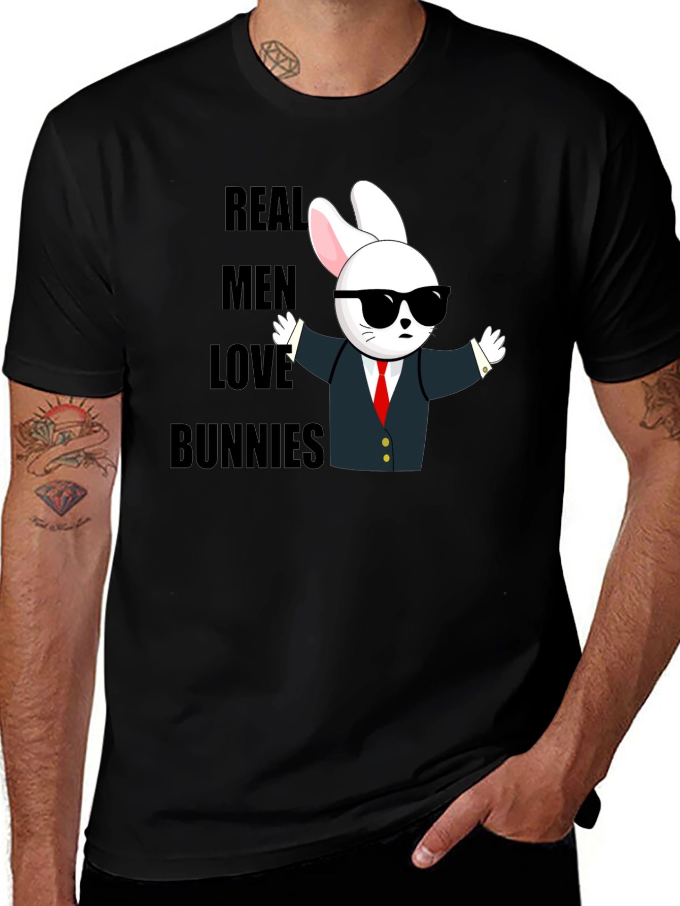 Variant 7 of Real Men Love Bunnies T-Shirt - Funny Bunny Tee