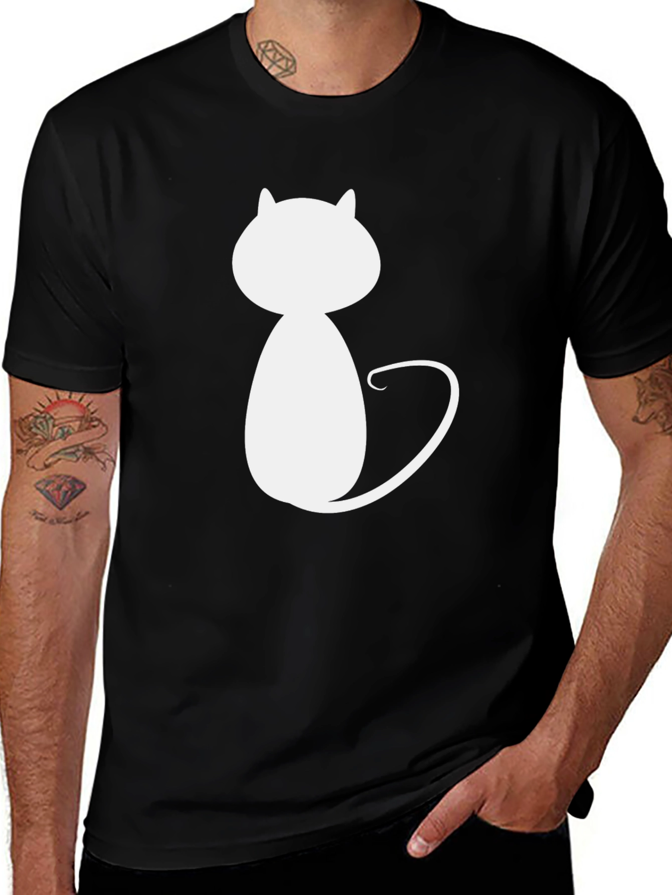 Variant 7 of Cool Cat Graphic Tee - Soft Cotton Black T-Shirt