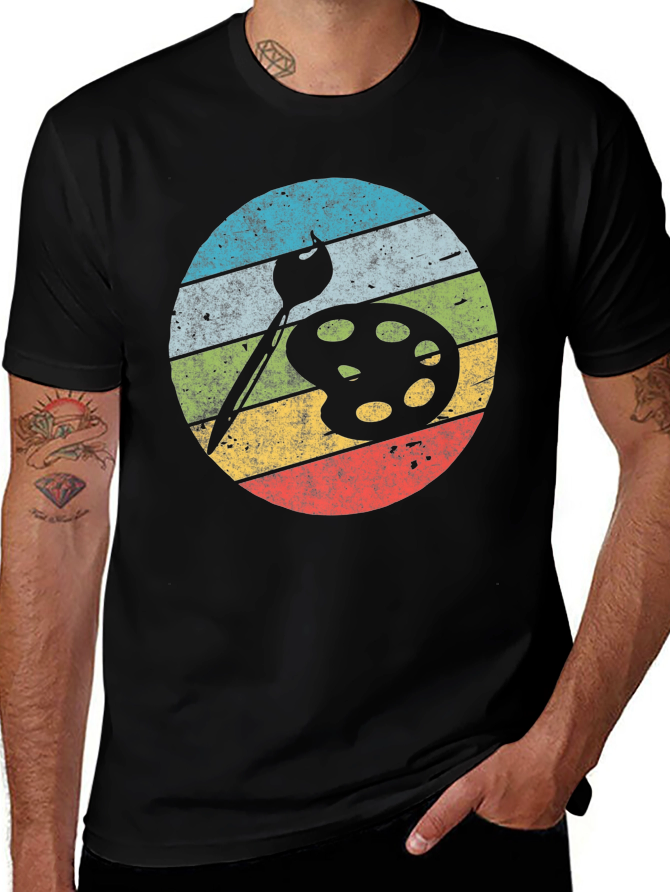 Variant 17 of Artist Palette Brush Black T-Shirt
